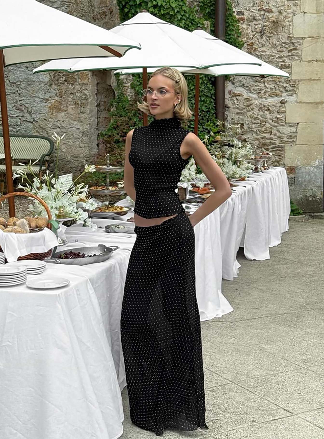 Ford Maxi Skirt Onyx Polka - Image 8