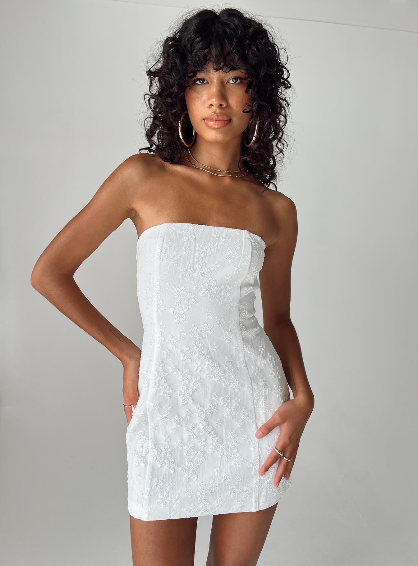 Anja Mini Dress White - Image 6