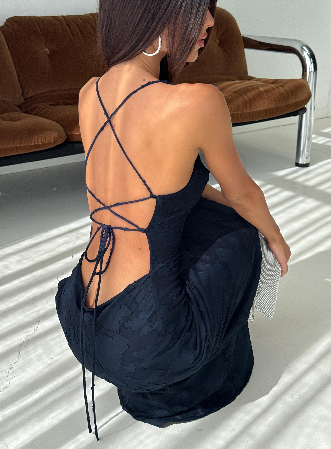 Celena Maxi Dress Navy Burnout - Image 8