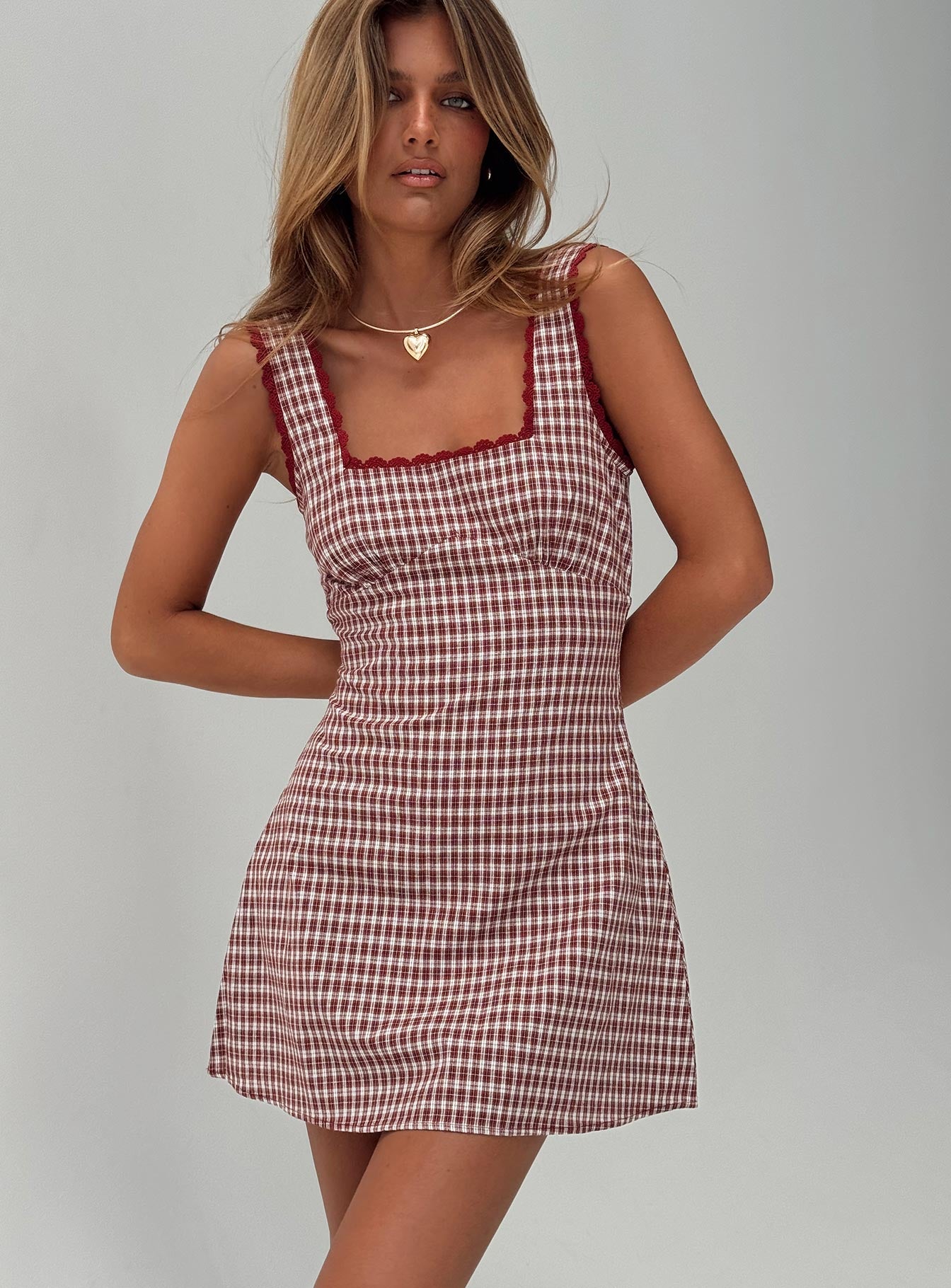 Dasha Mini Dress Red Check Petite - Image 8