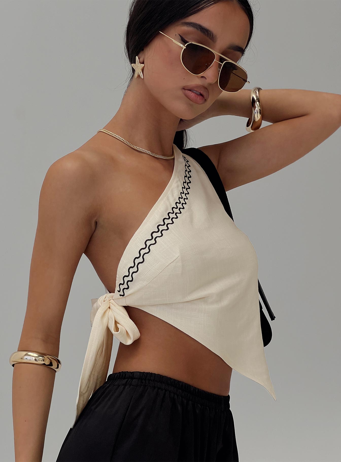 Frankle Top Creamblack