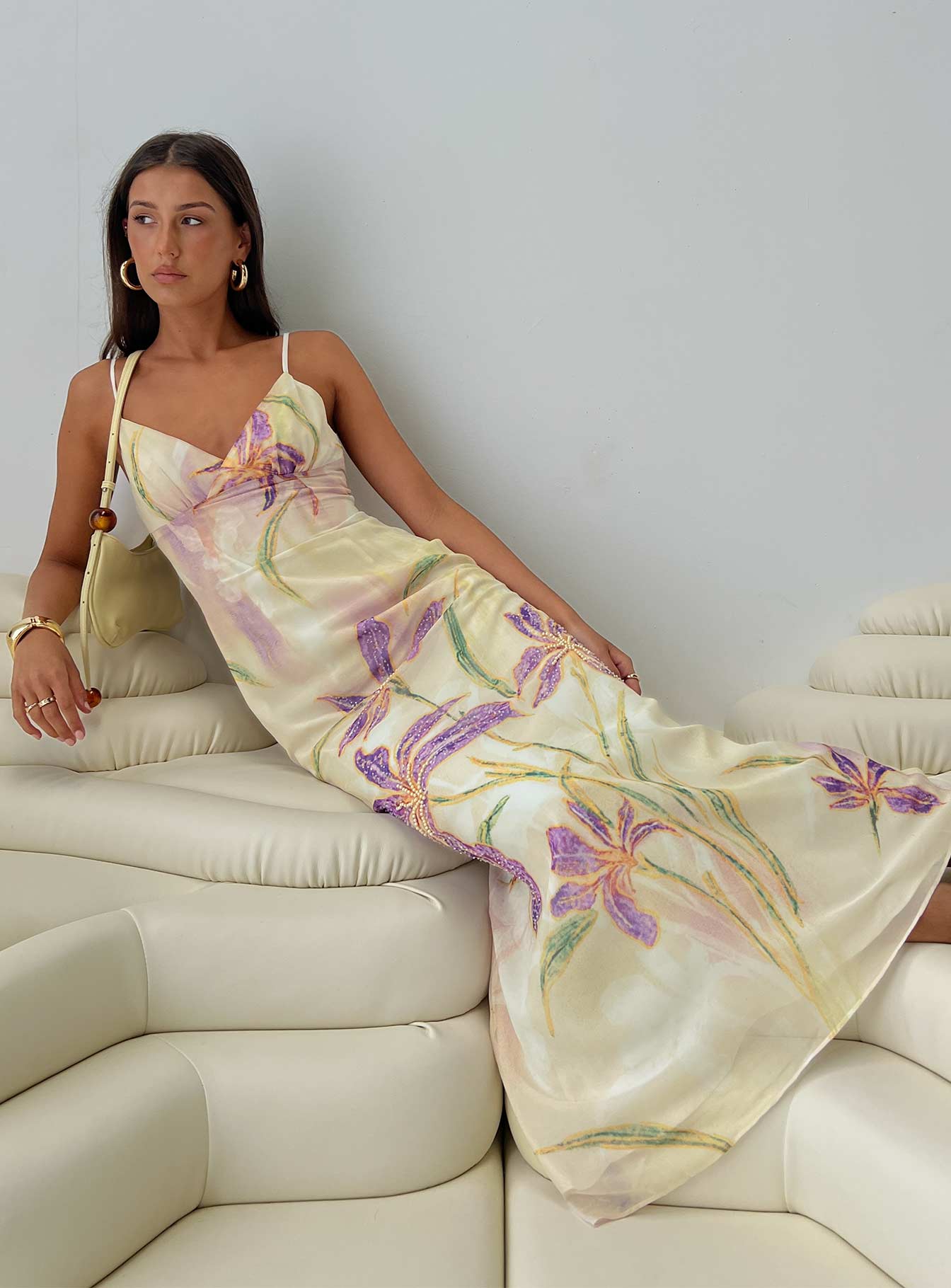 Isakaia Beaded Maxi Dress Floral  Multi