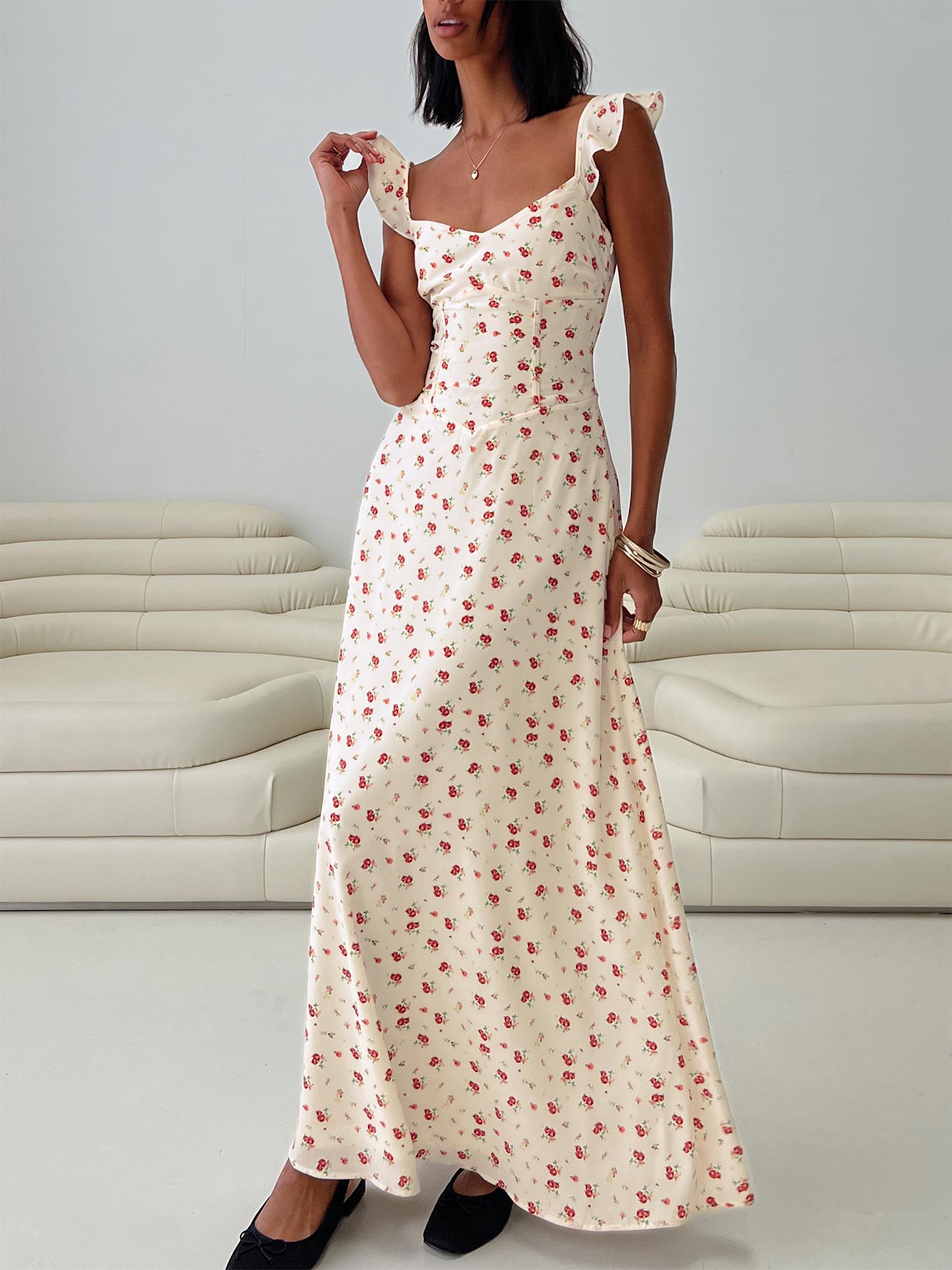 Maryana Maxi Dress Cream  Multi