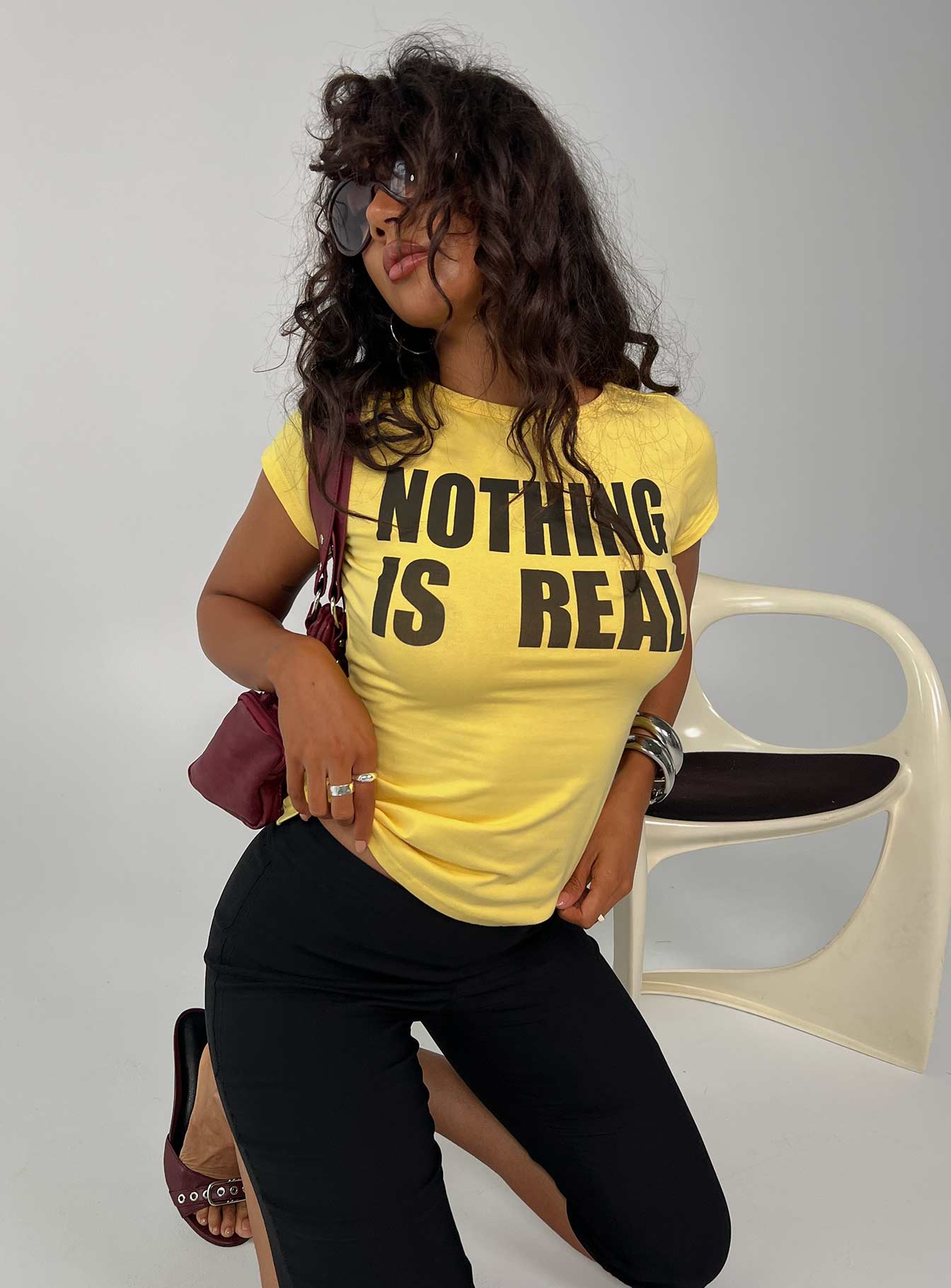 Nothing Is Real Graphic Top Yellow  Black