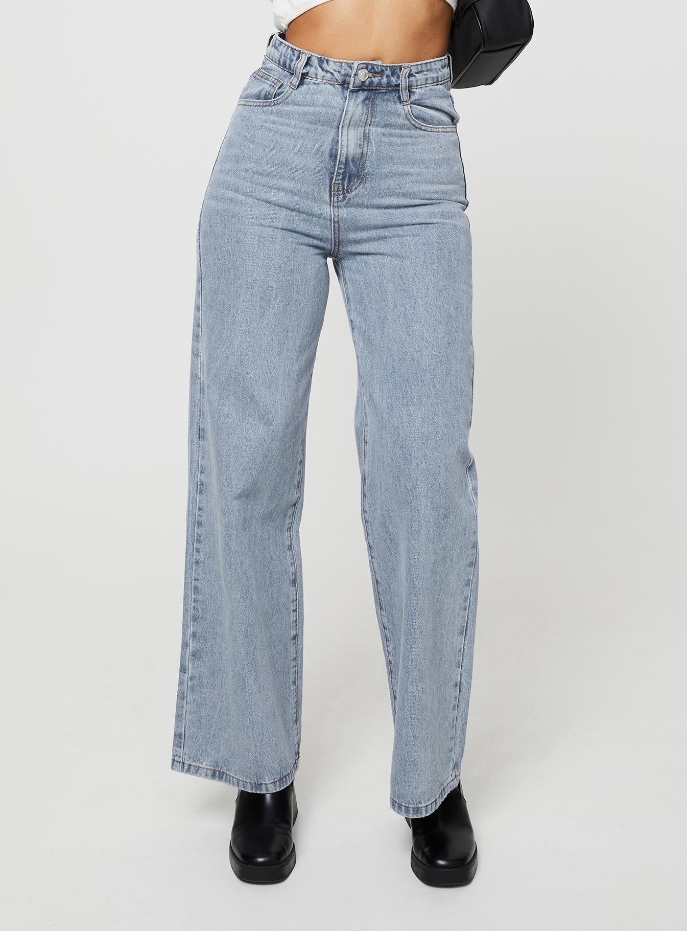 Nicolo High Rise Straight Leg Jeans Light Blue Wash - Image 2