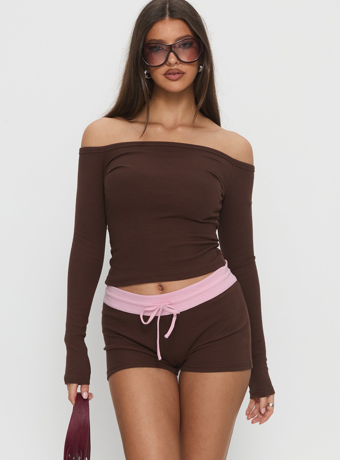 Baseline Rib Micro Shorts Brown Pink - Image 2