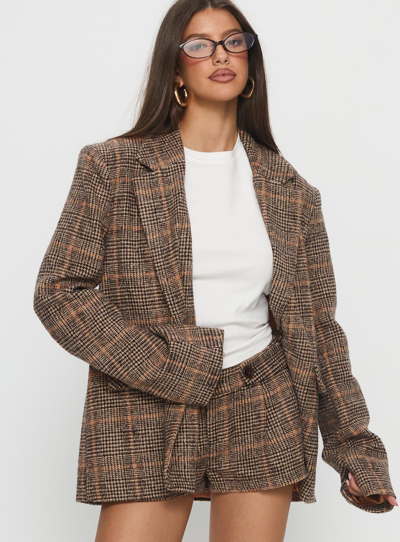 Ayvanna Oversized Blazer Brown Plaid - Image 2