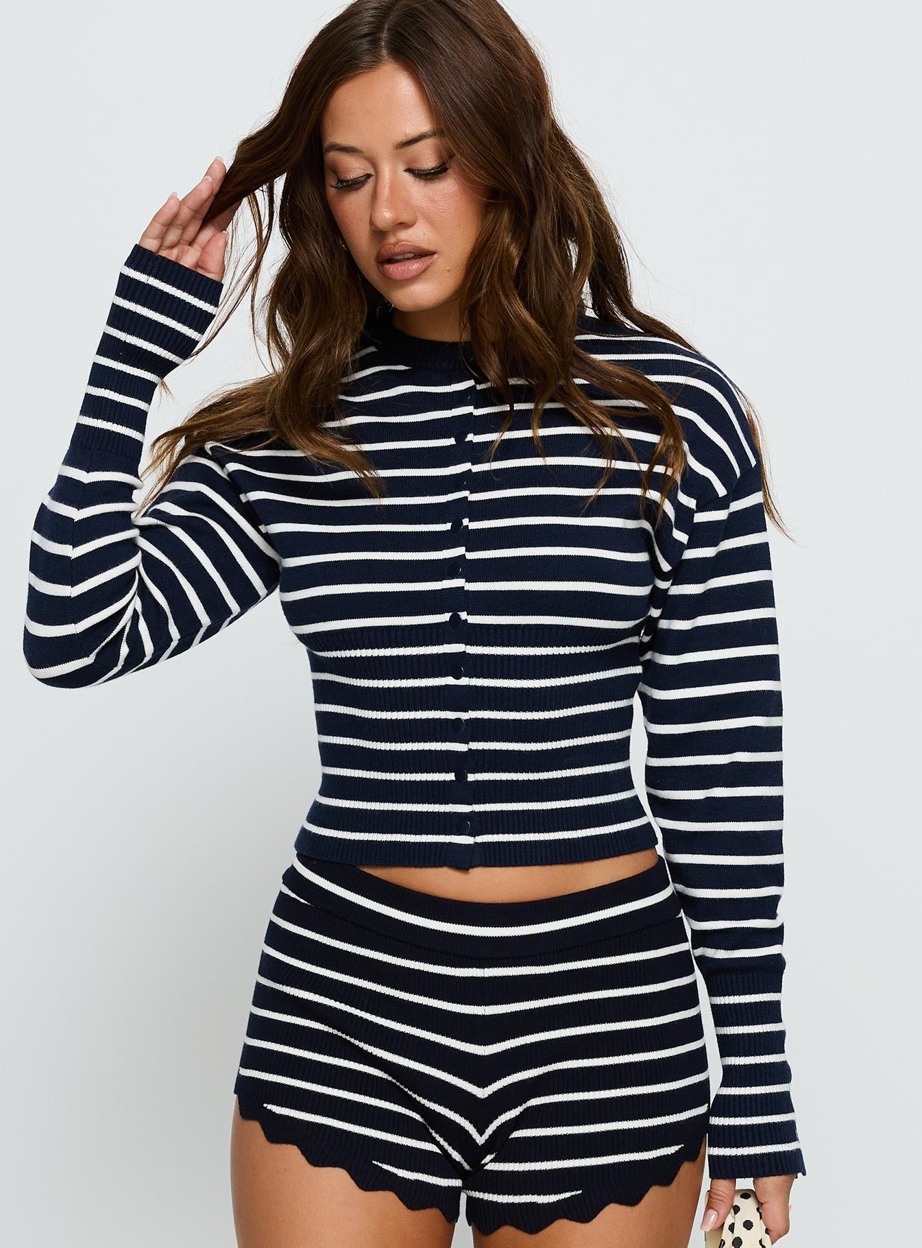 Head In The Clouds Cardigan Navy Stripe - Image 2