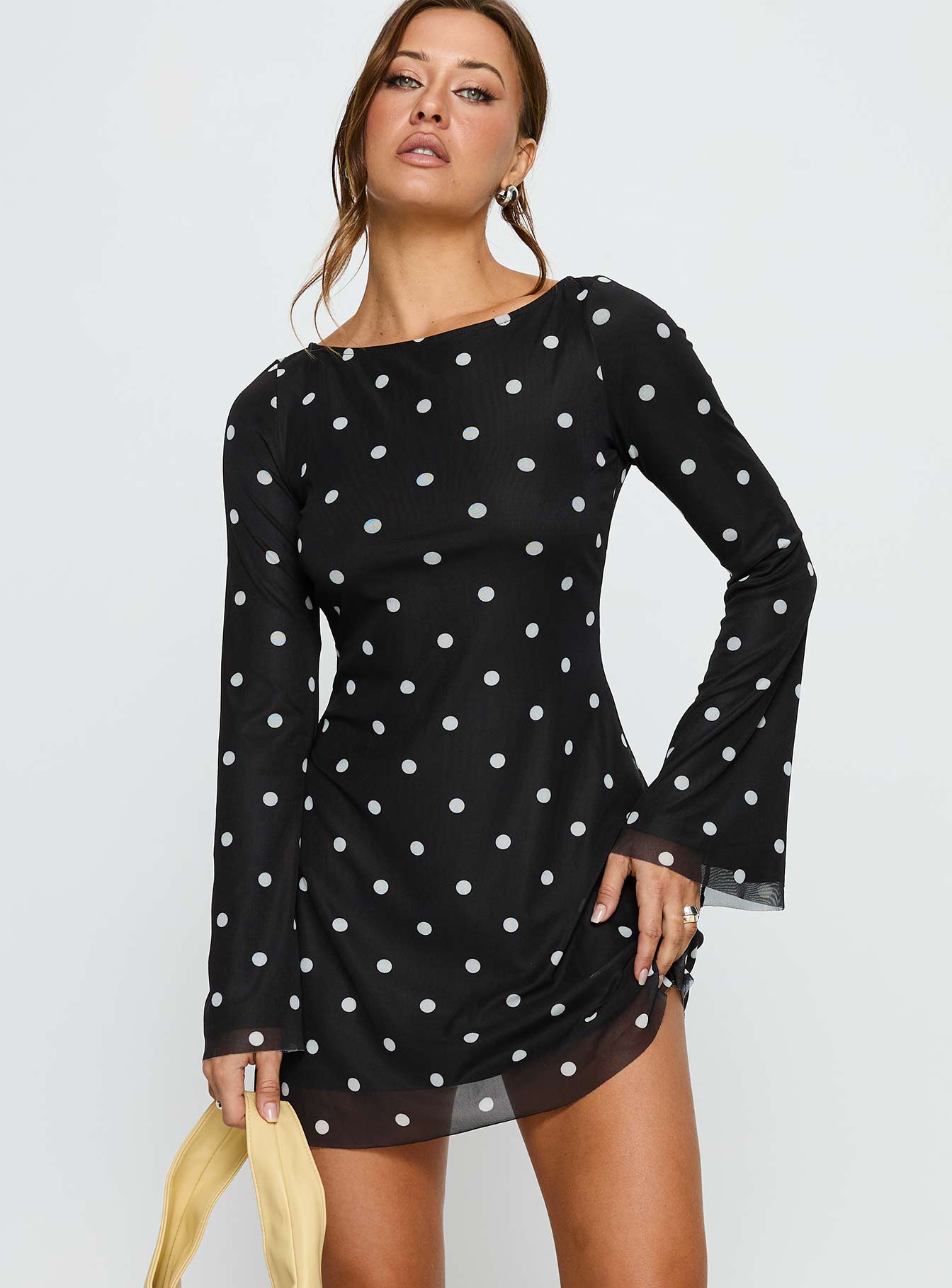Lukea Long Sleeve Mini Dress Black Polka Dot - Image 2