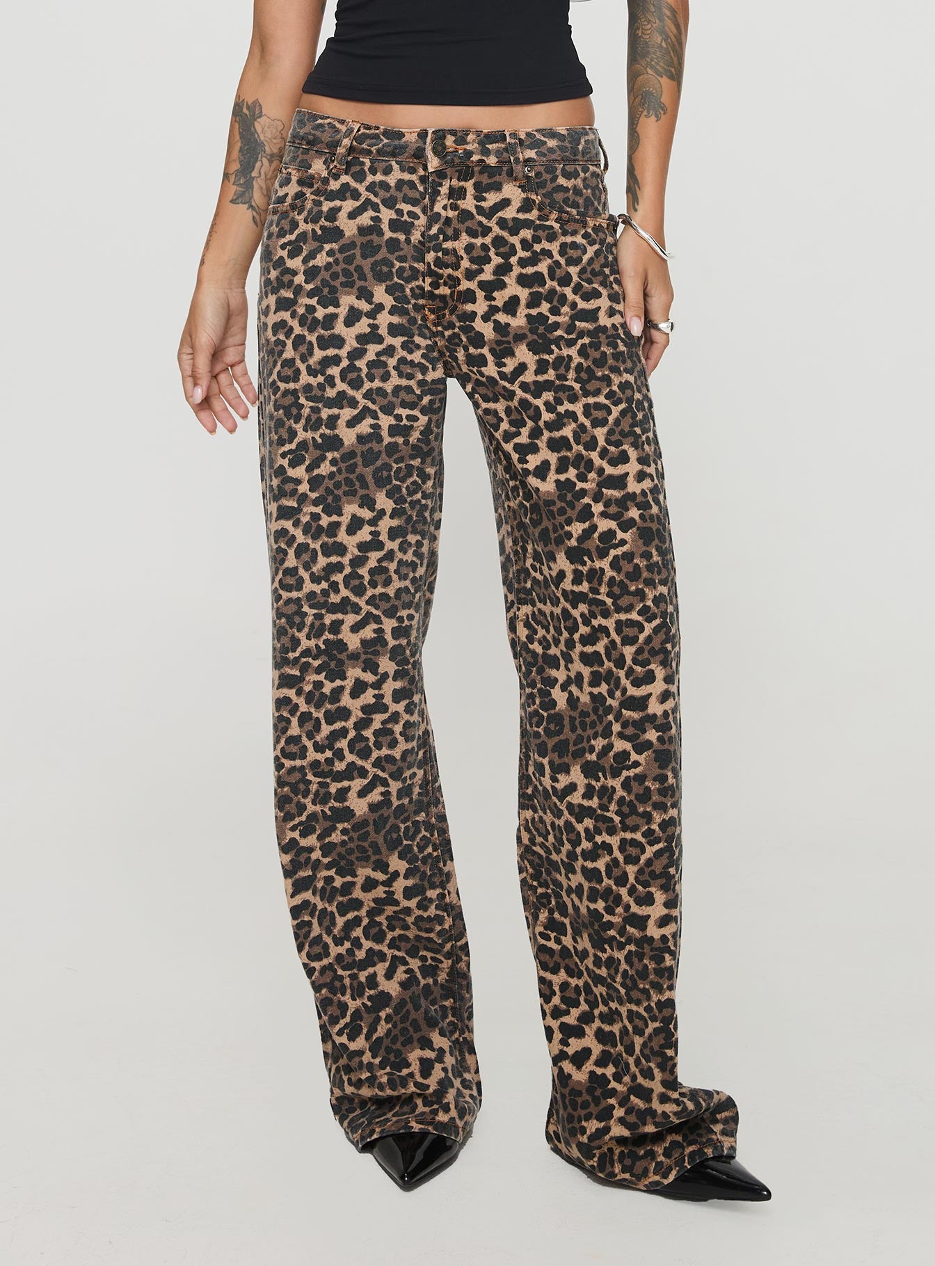 Top Model Low Rise Straight Leg Jeans Leopard - Image 2