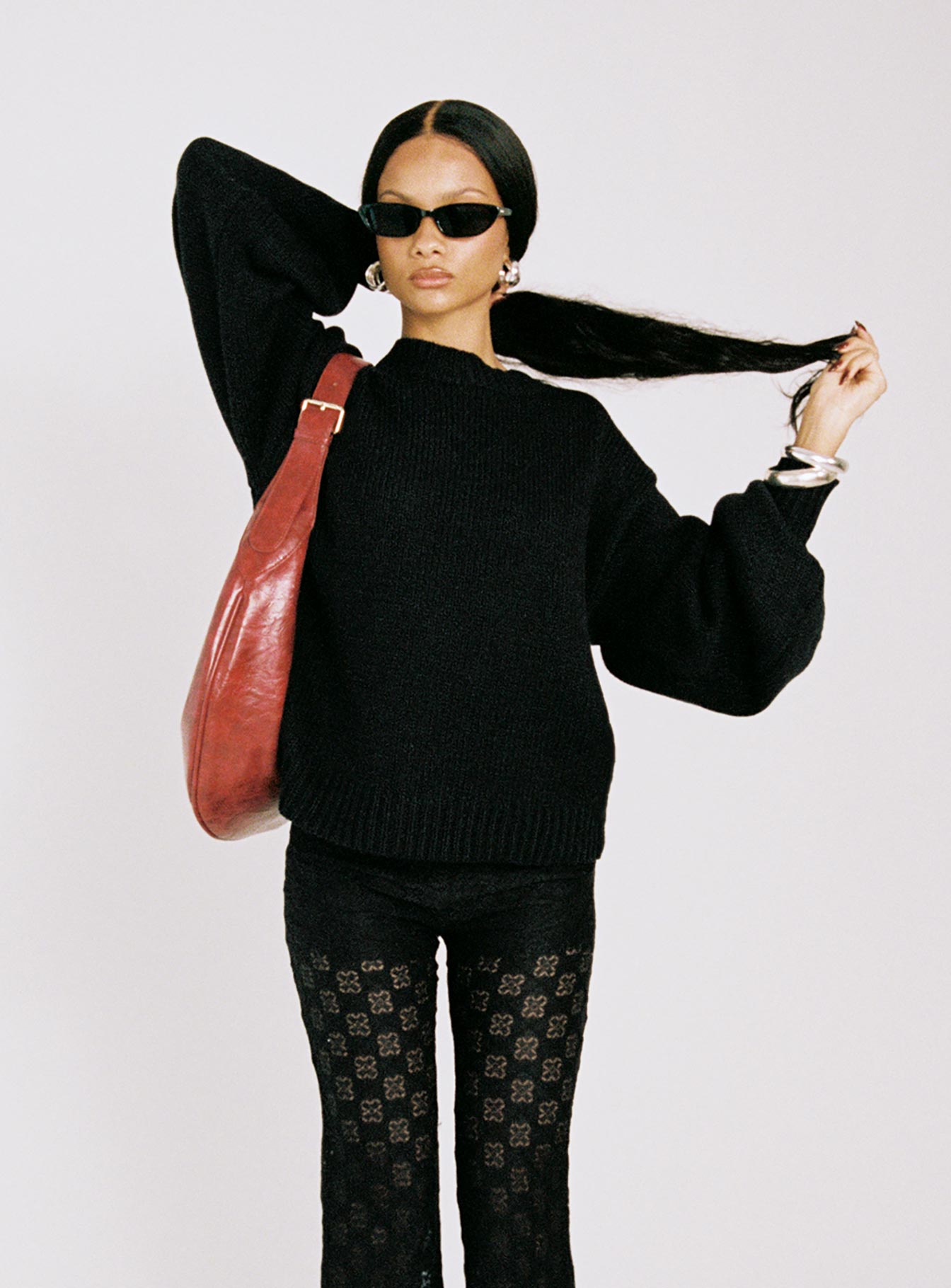 Harmony Balloon Sleeve Knit Sweater Black - Image 11