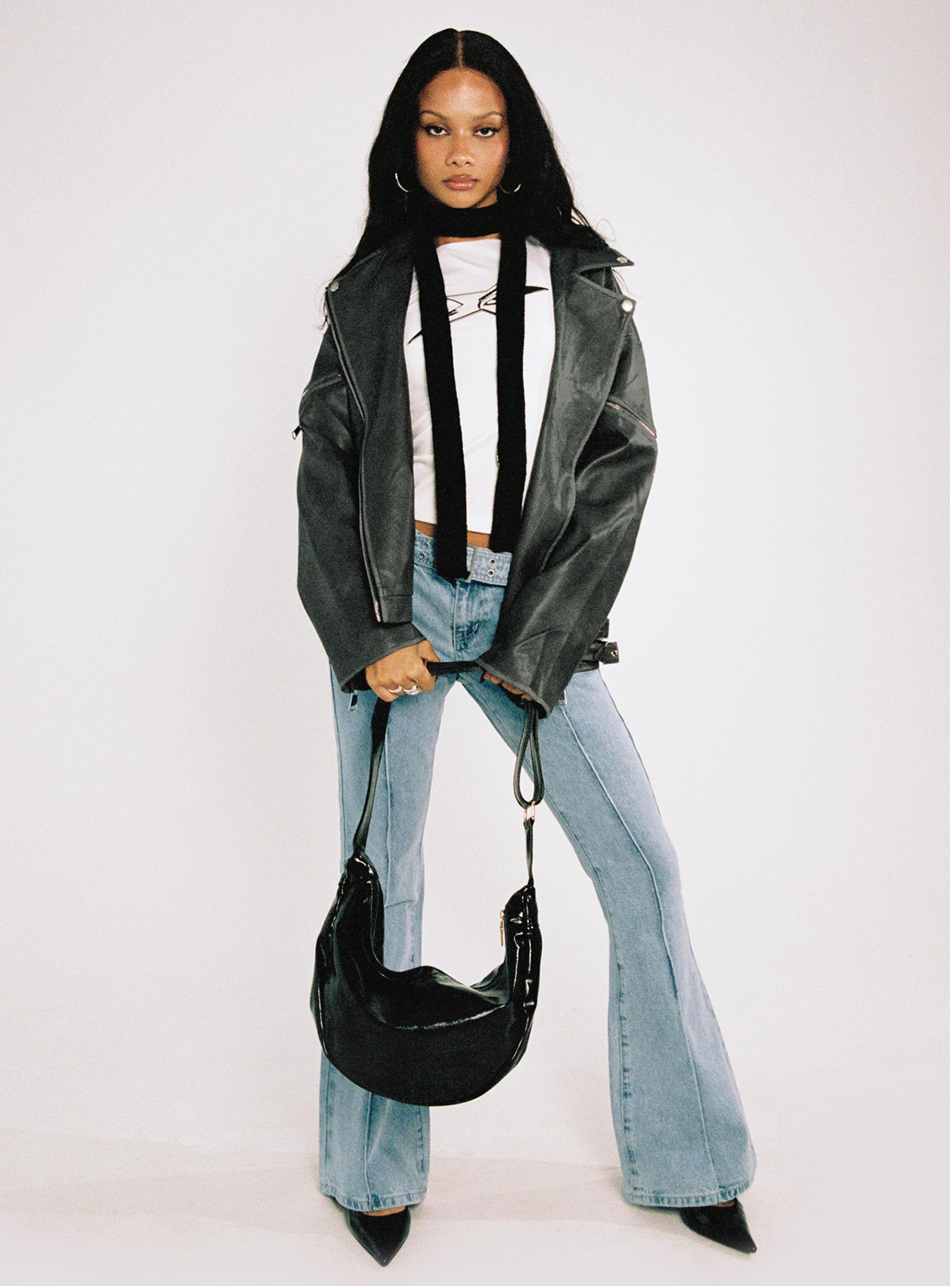 Magnets Faux Leather Jacket Washed Charcoal - Image 12