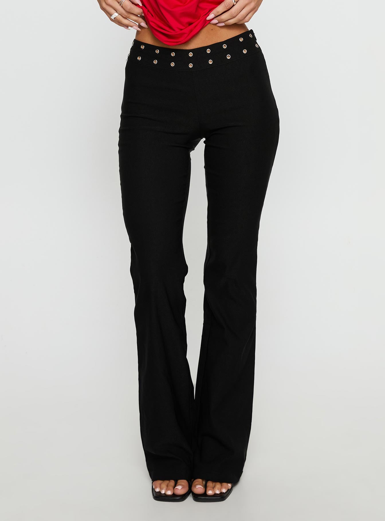 Yevina Eyelet Flare Pant Black - Image 2