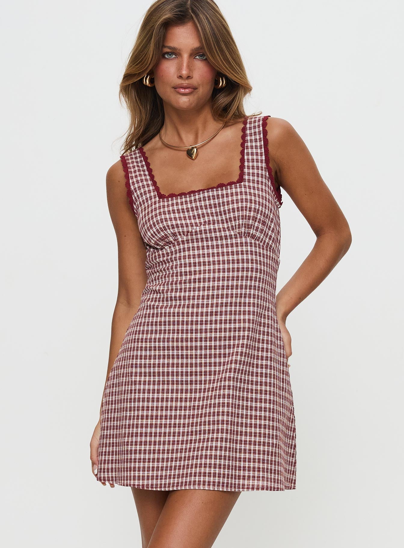 Dasha Mini Dress Red Check - Image 2
