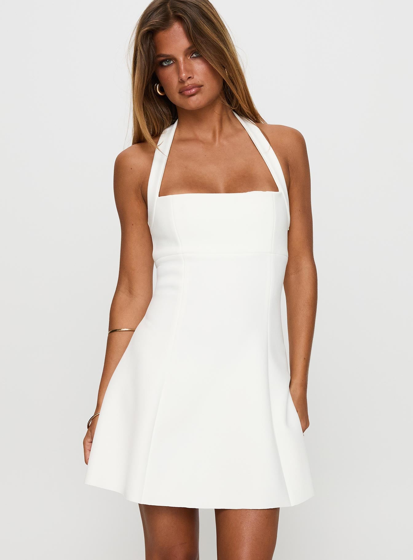 Alyn Halter Mini Dress White - Image 2