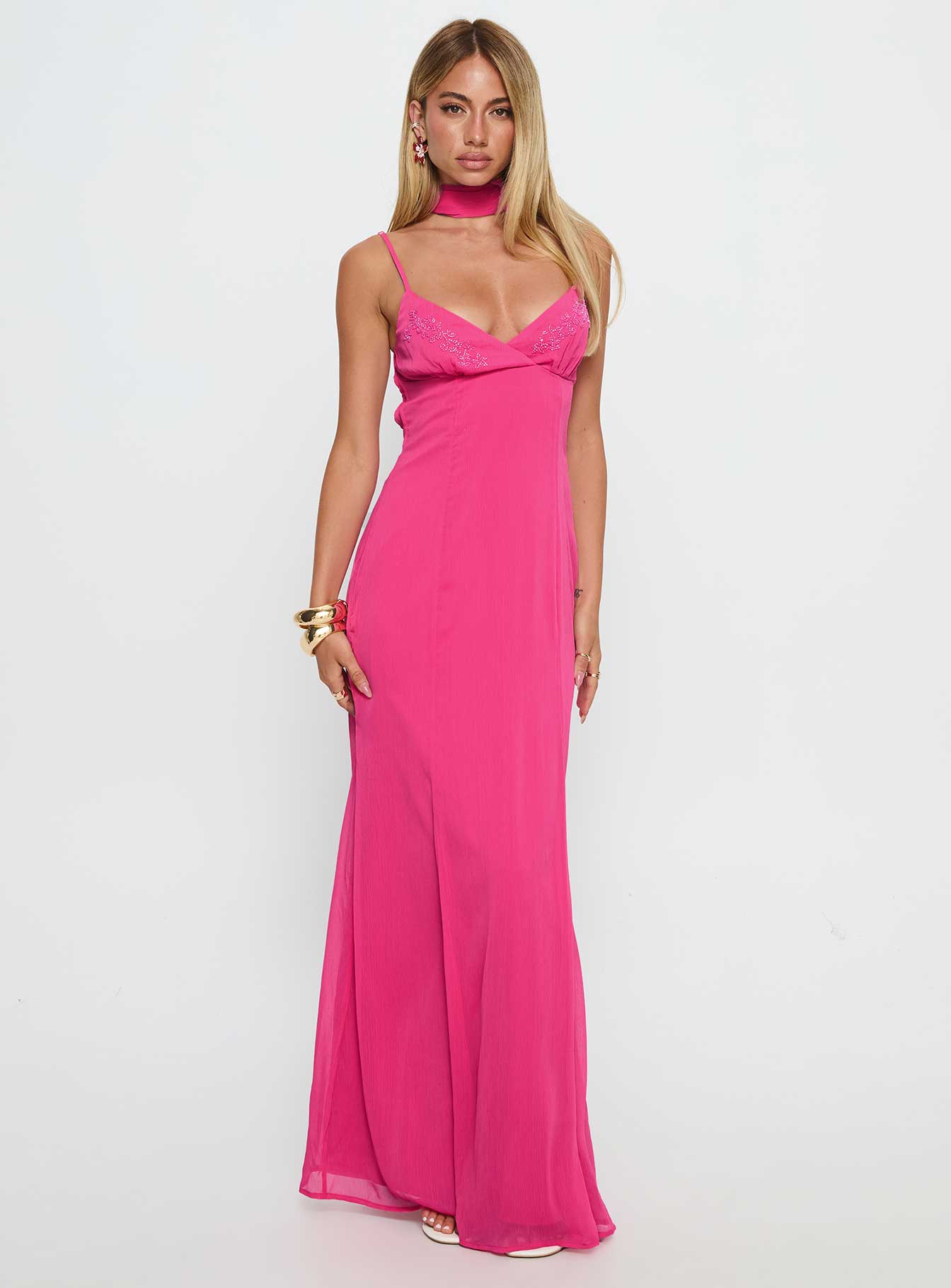 Jadira Scarf Maxi Dress Guava - Image 2