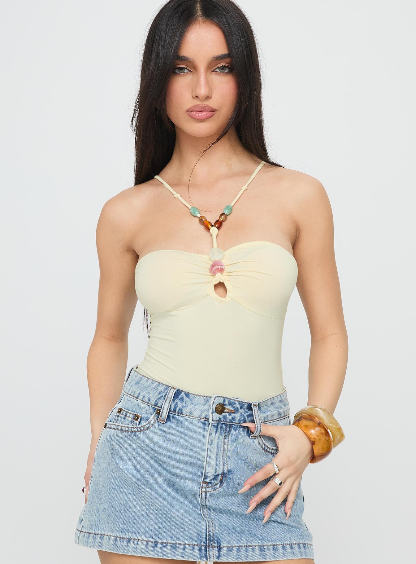 Kianu Beaded Bodysuit Lemon - Image 2