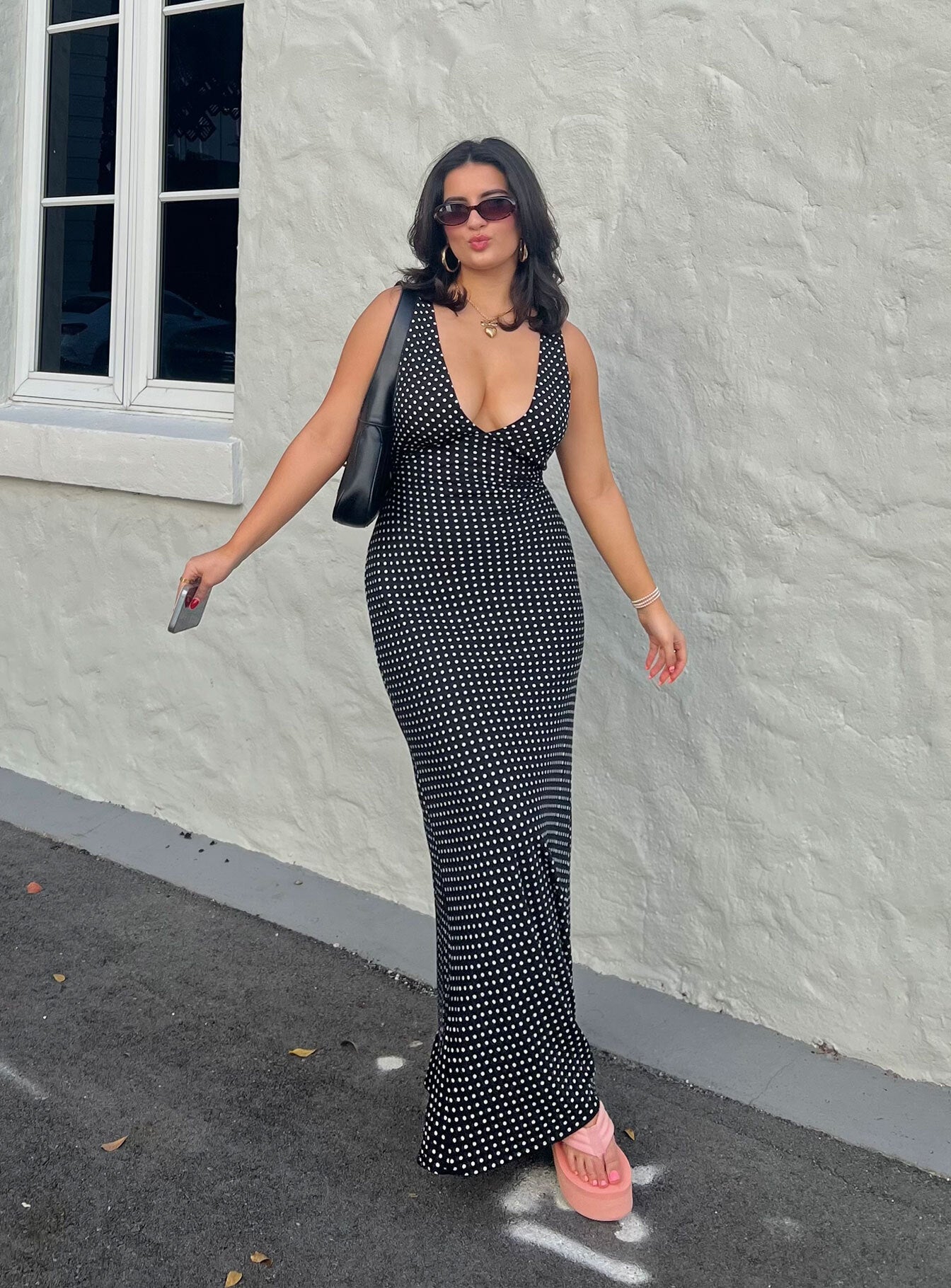 Nellie Maxi Dress Black Polka Dot - Image 6