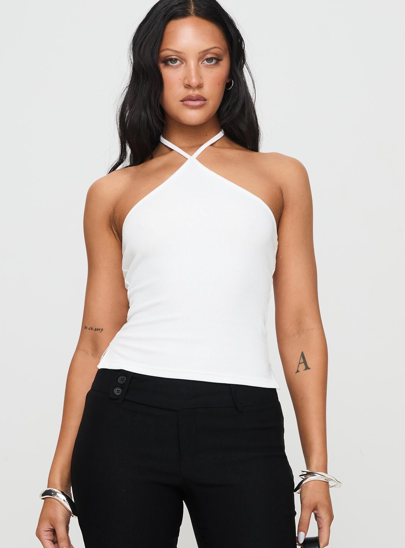 Baseline Halter Rib Top White - Image 2