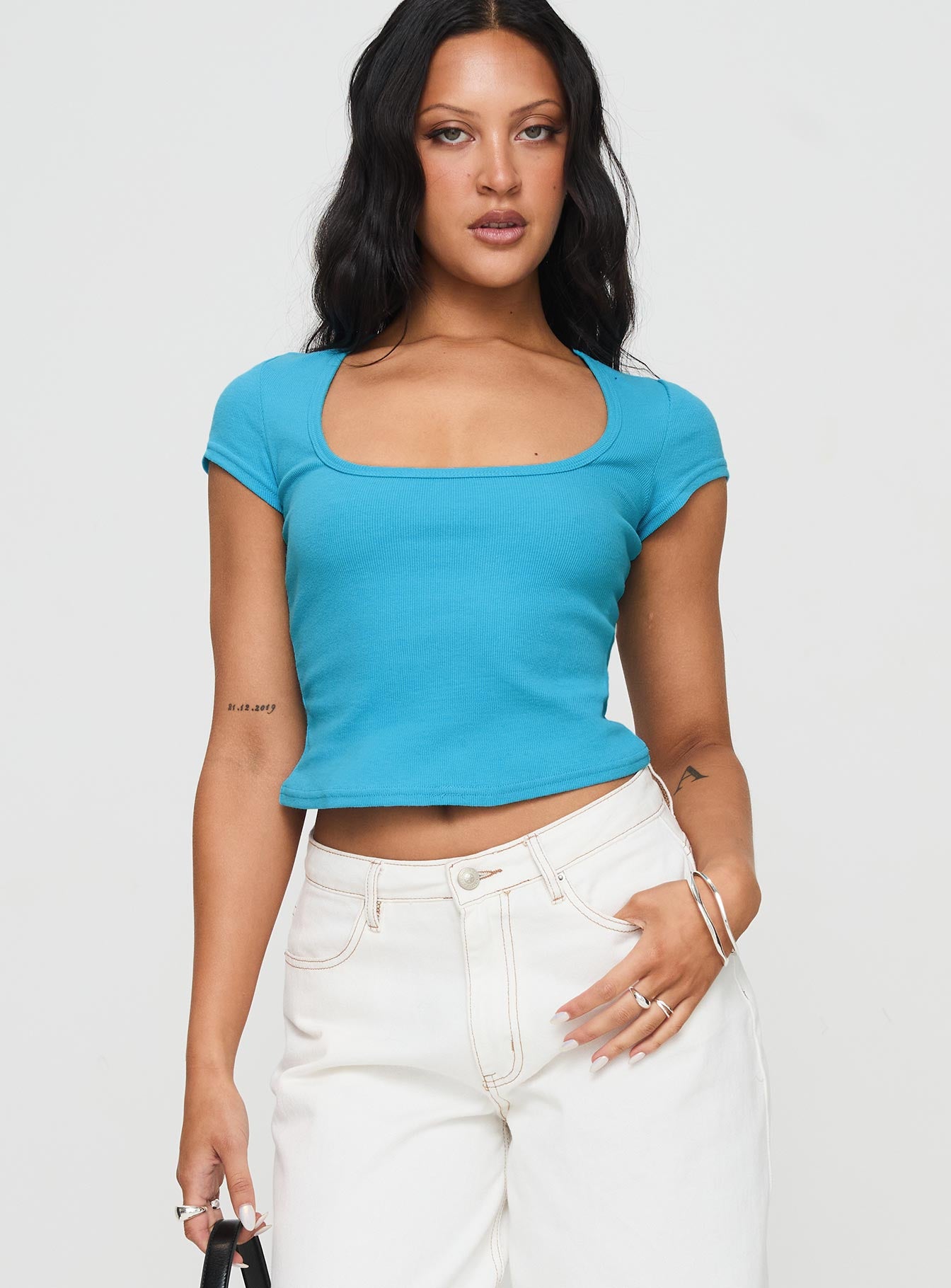 Baseline Square Neck Rib Top Blue - Image 2