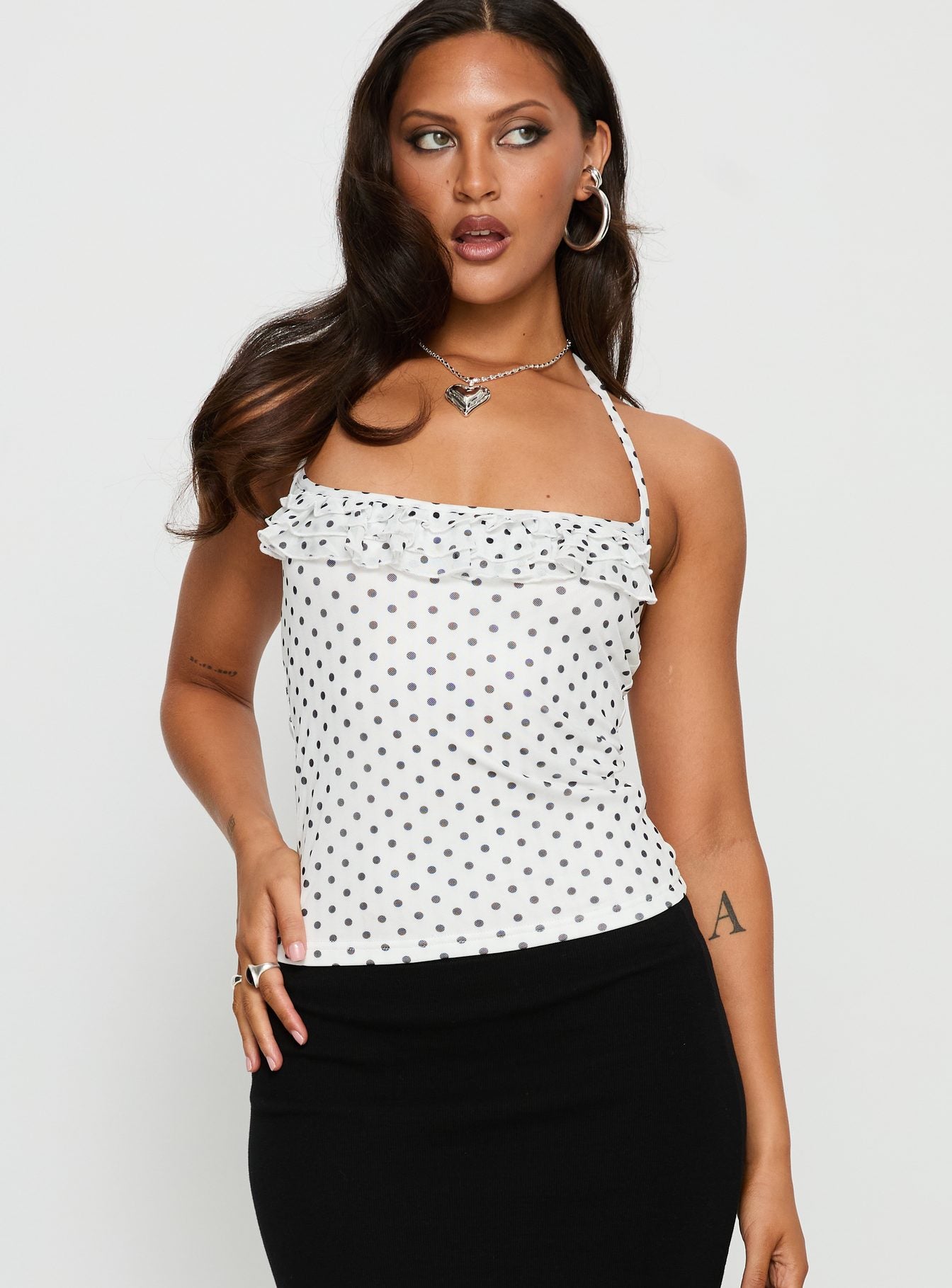 Days Of Summer Ruffle Top White Polka - Image 2