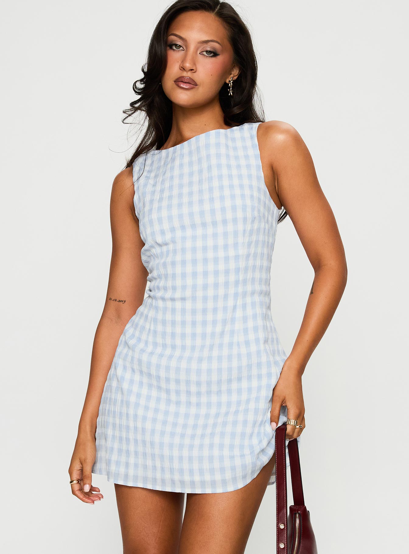 Alfalfa Mini Dress Blue Check - Image 2