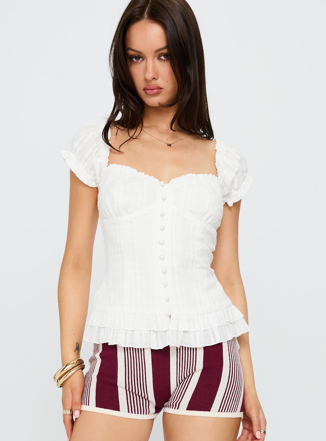 Suiter Frill Detail Top White - Image 2