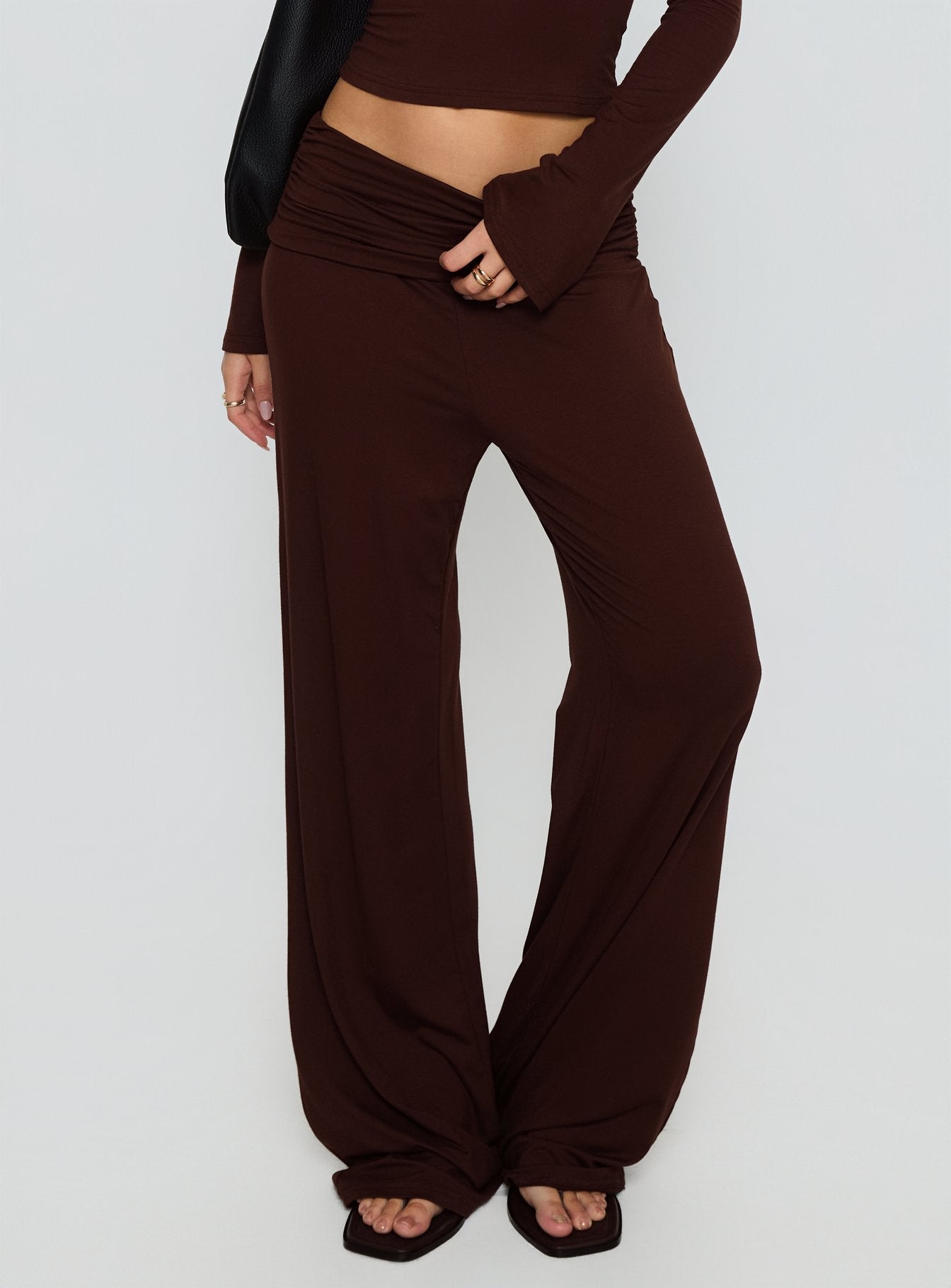 Fawne Ruched Folded Pants Brown - Image 2