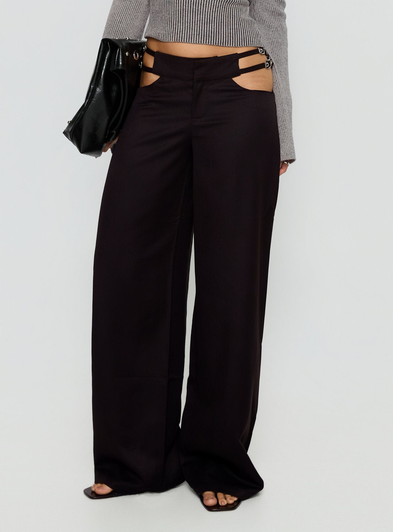 Venicia Belt Detail Suiting Pant Black Pinstripe - Image 2