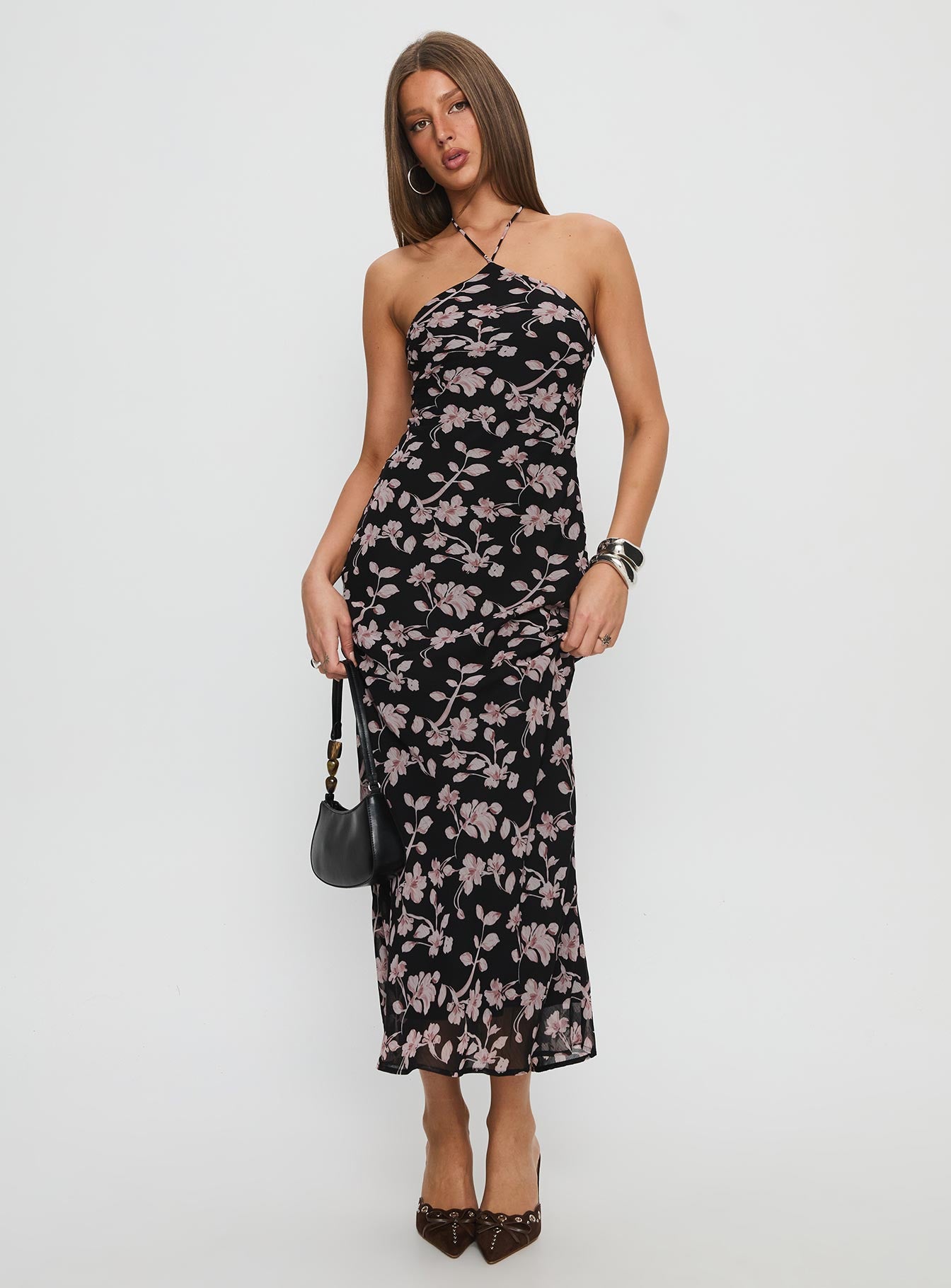 Anisa Halter Maxi Dress Black Floral - Image 2