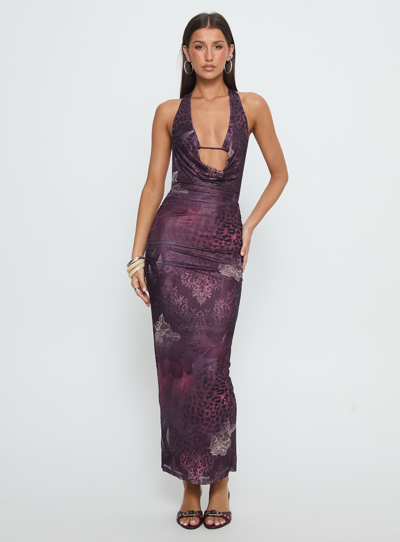 Manaia Cowl Halter Neck Maxi Dress Multi - Image 2