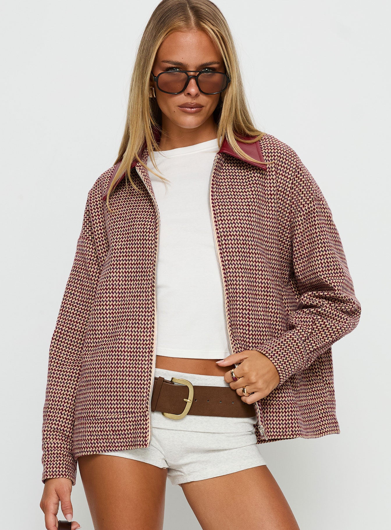 End Of The Day Collared Jacket Red Multi - Image 2