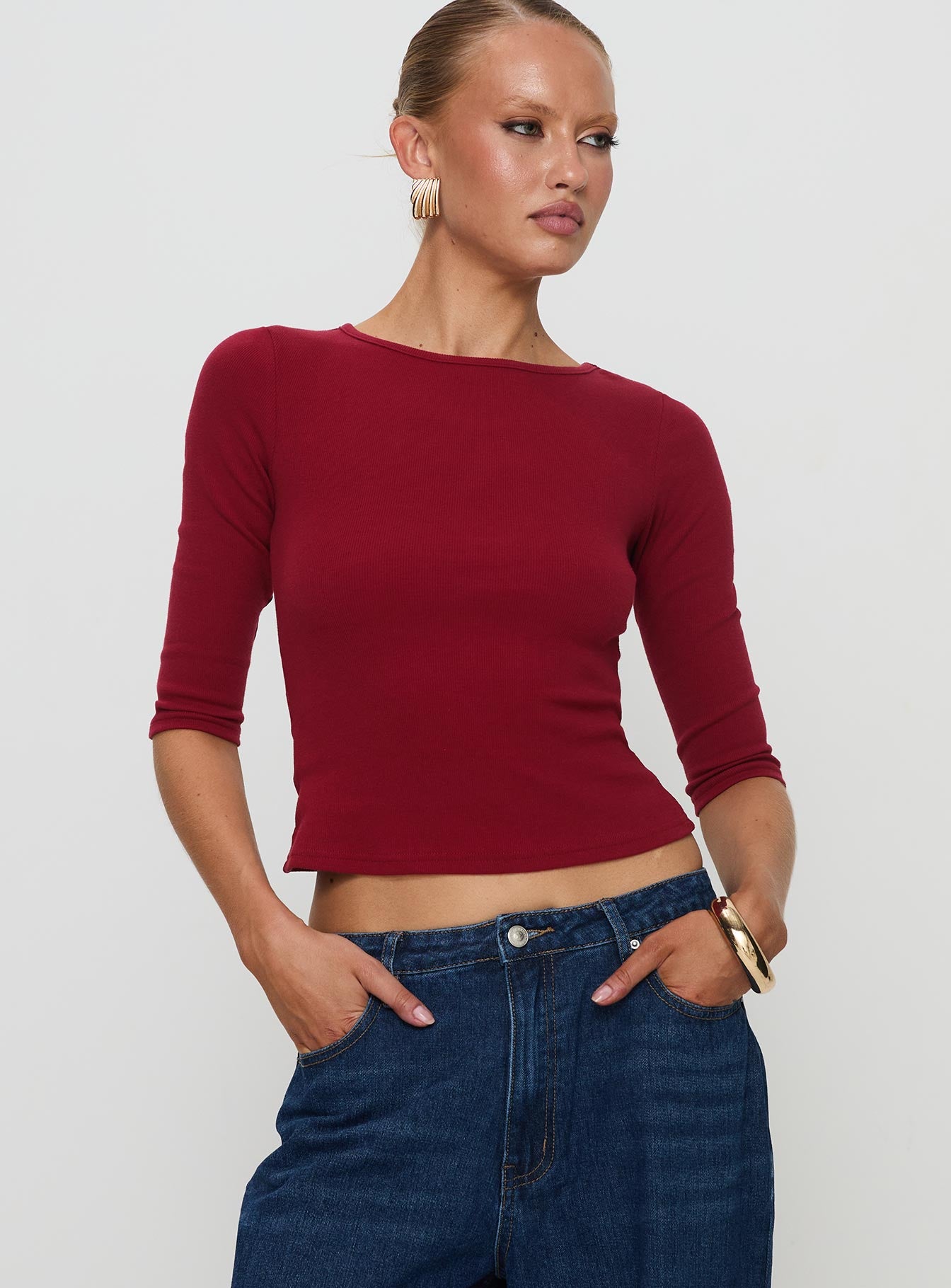 Elaia 34 Sleeve Top Red - Image 2