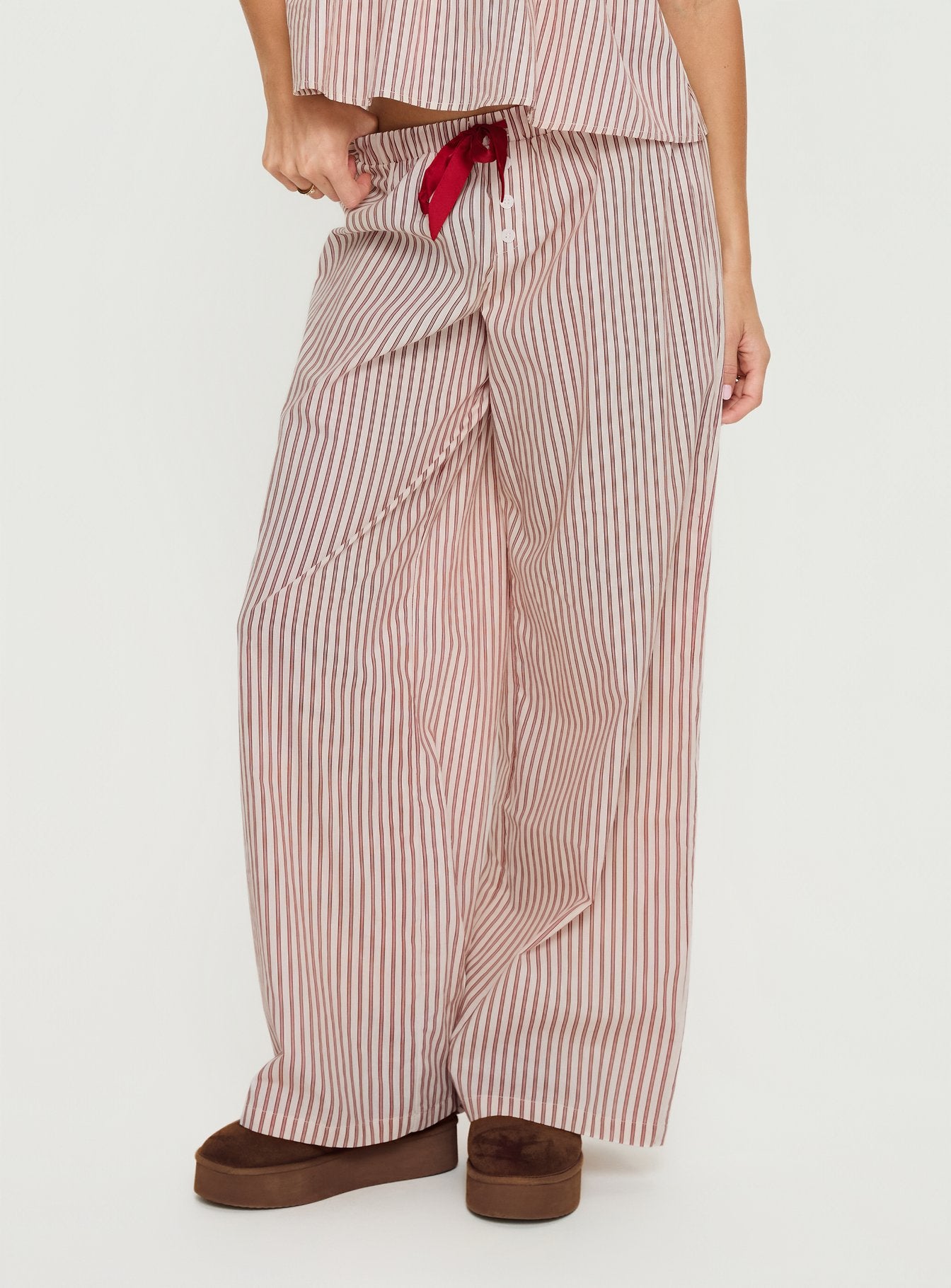 Chill Club Sleep Relaxed Pants Red White Stripe - Image 2