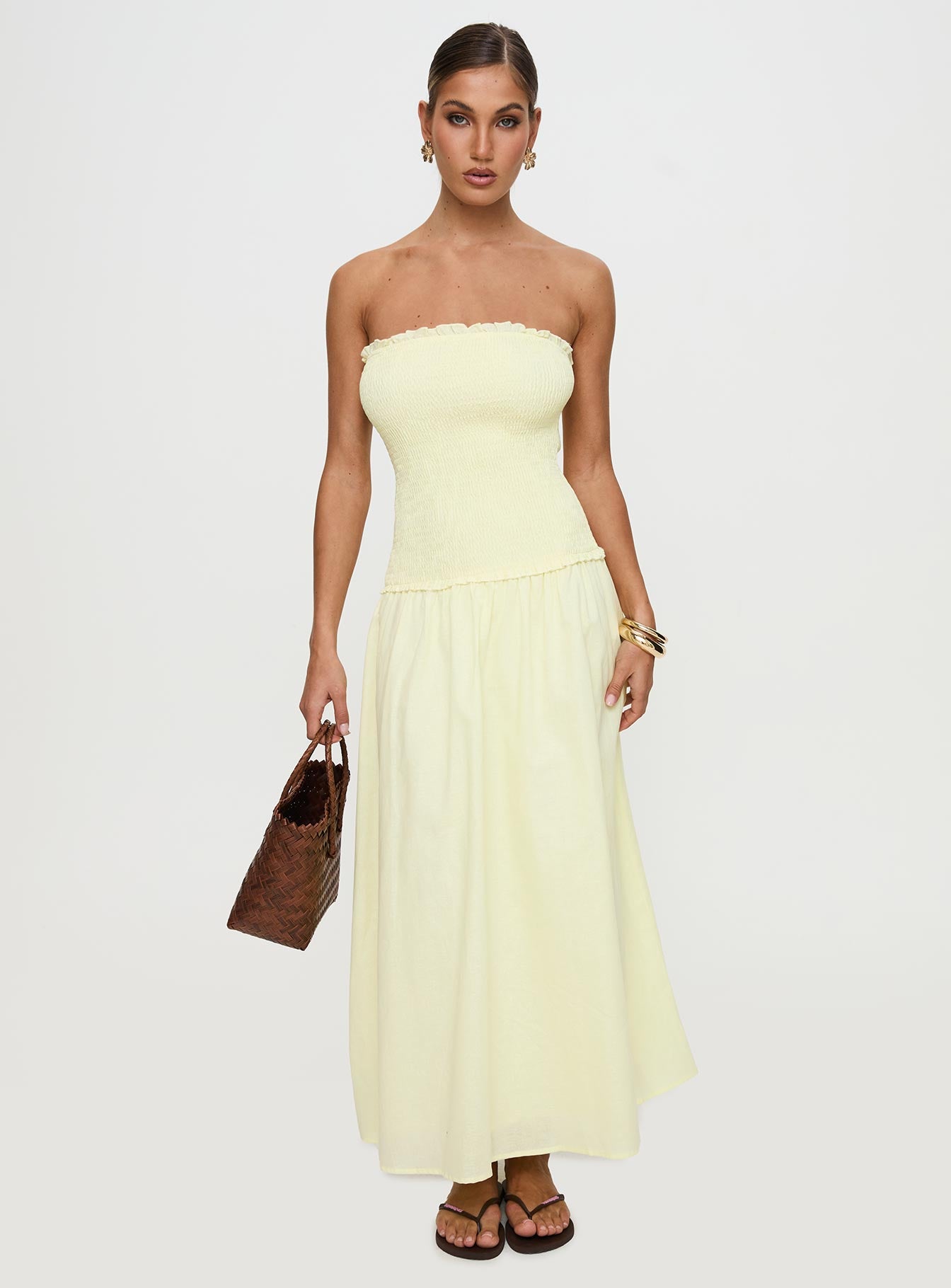 Tinsie Strapless Maxi Dress Yellow - Image 2