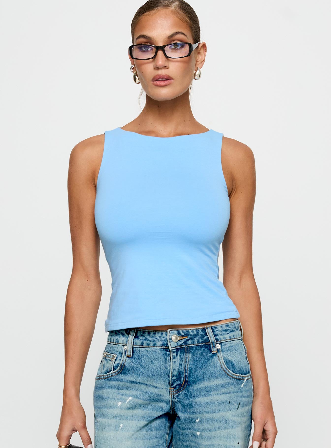 Lose Your Number High Neck Top Blue - Image 2