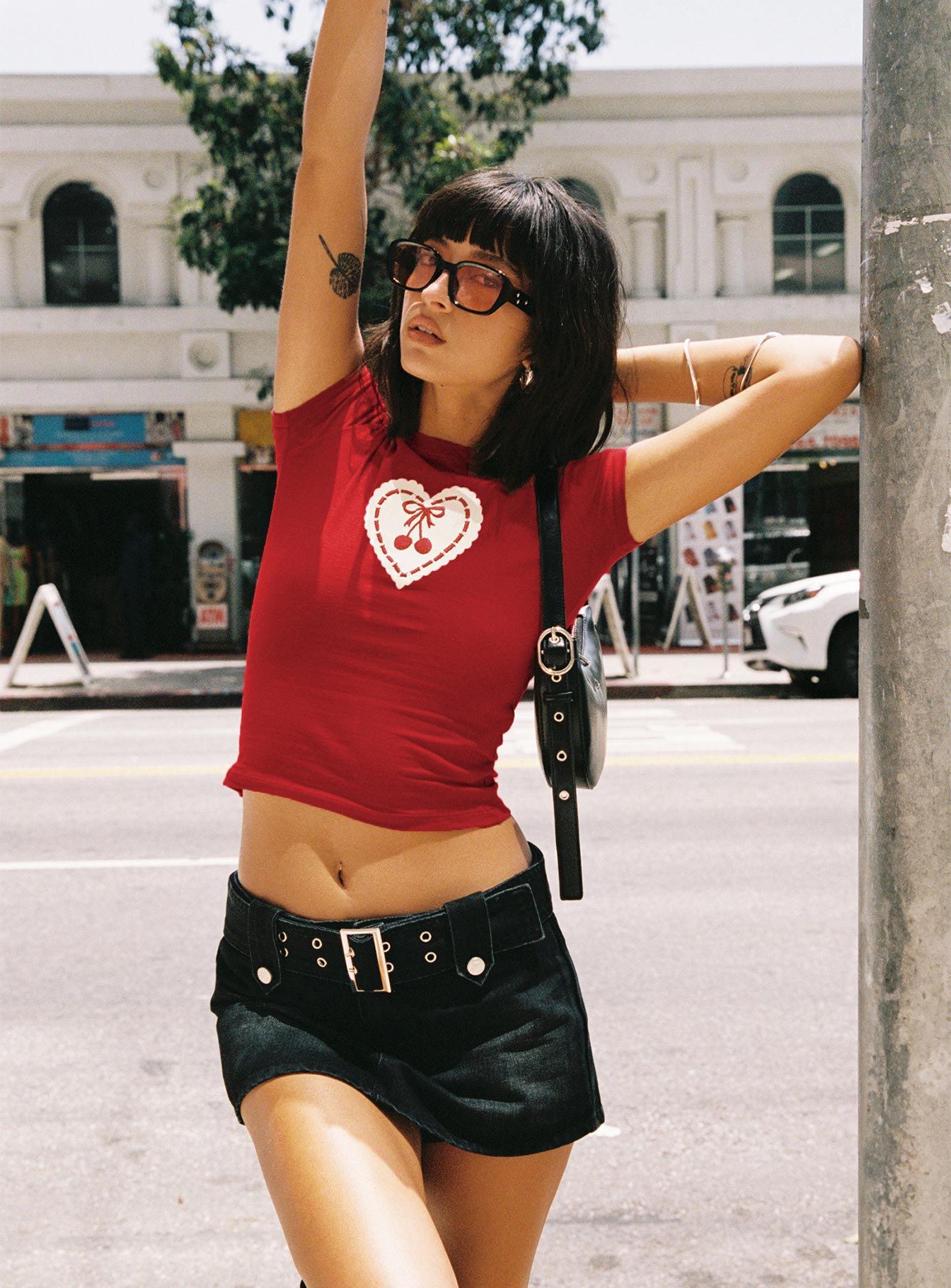 Leita Belted Micro Skort Washed Black Denim - Image 12