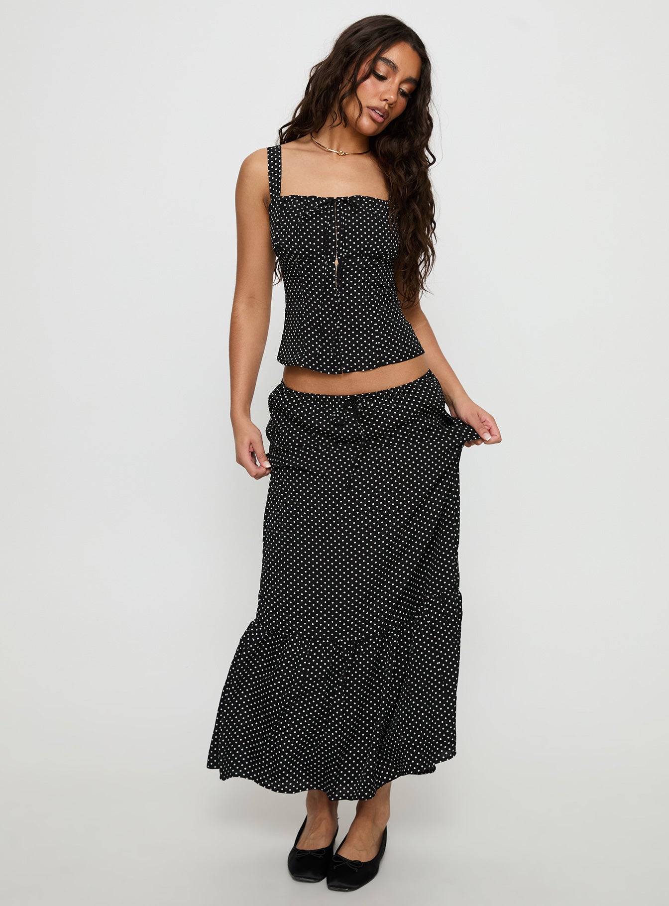 Modern Girl Maxi Skirt Black Polka Dot - Image 2