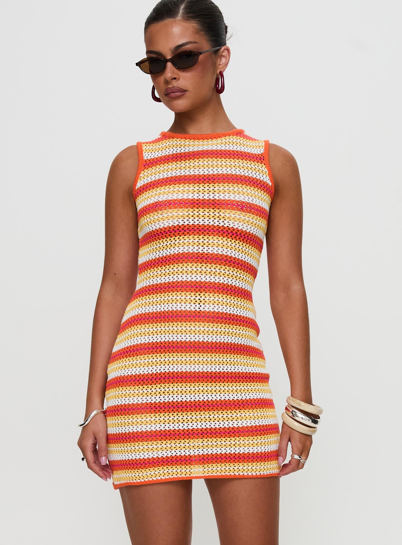 Oxygen Mini Dress Orange Stripe - Image 7