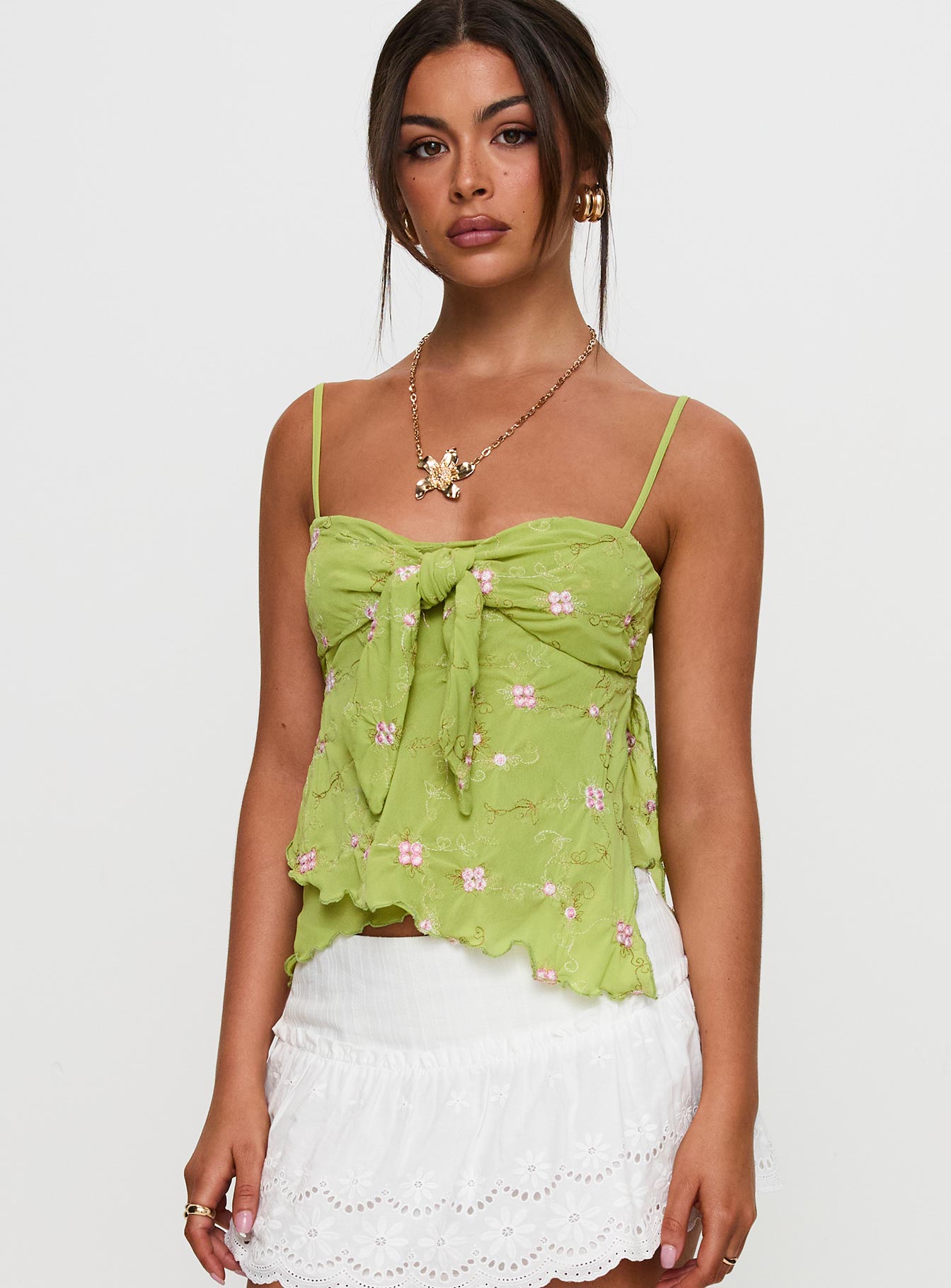 Paislie Mesh Top Sage Green - Image 2