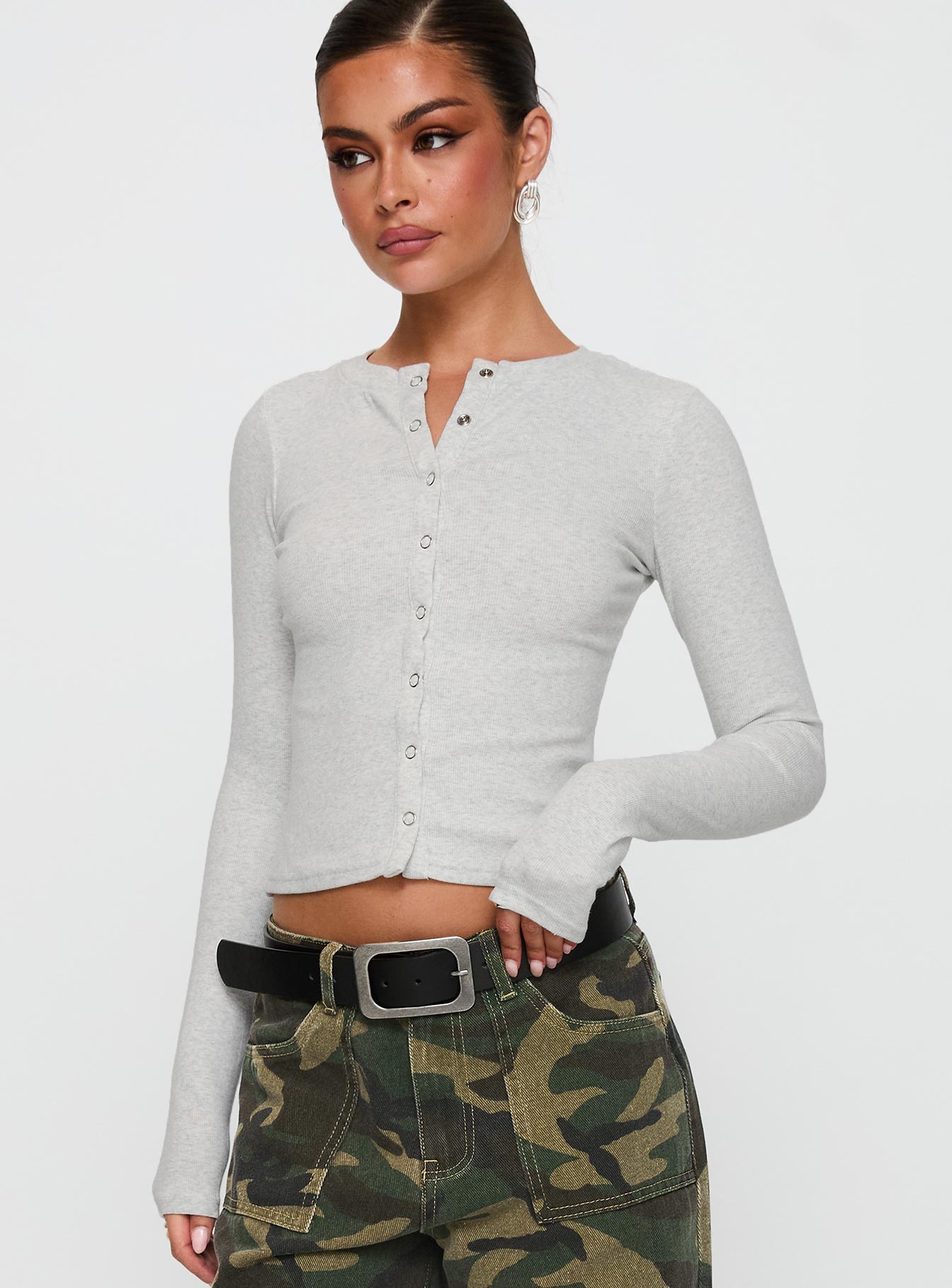 Sandra Dee Knit Top Grey Marle - Image 2