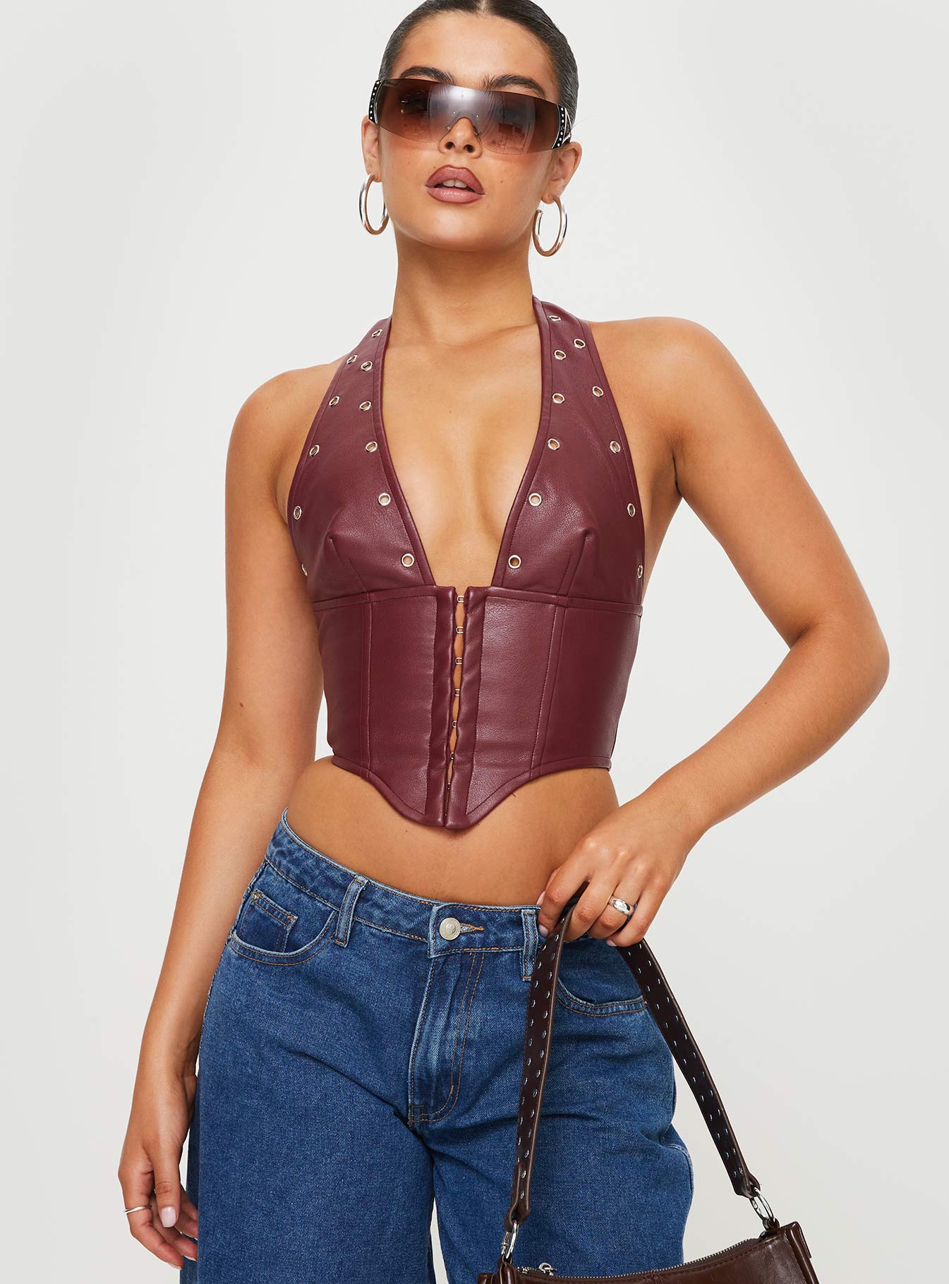 Palladia Pu Jordy Corset Burgundy - Image 3