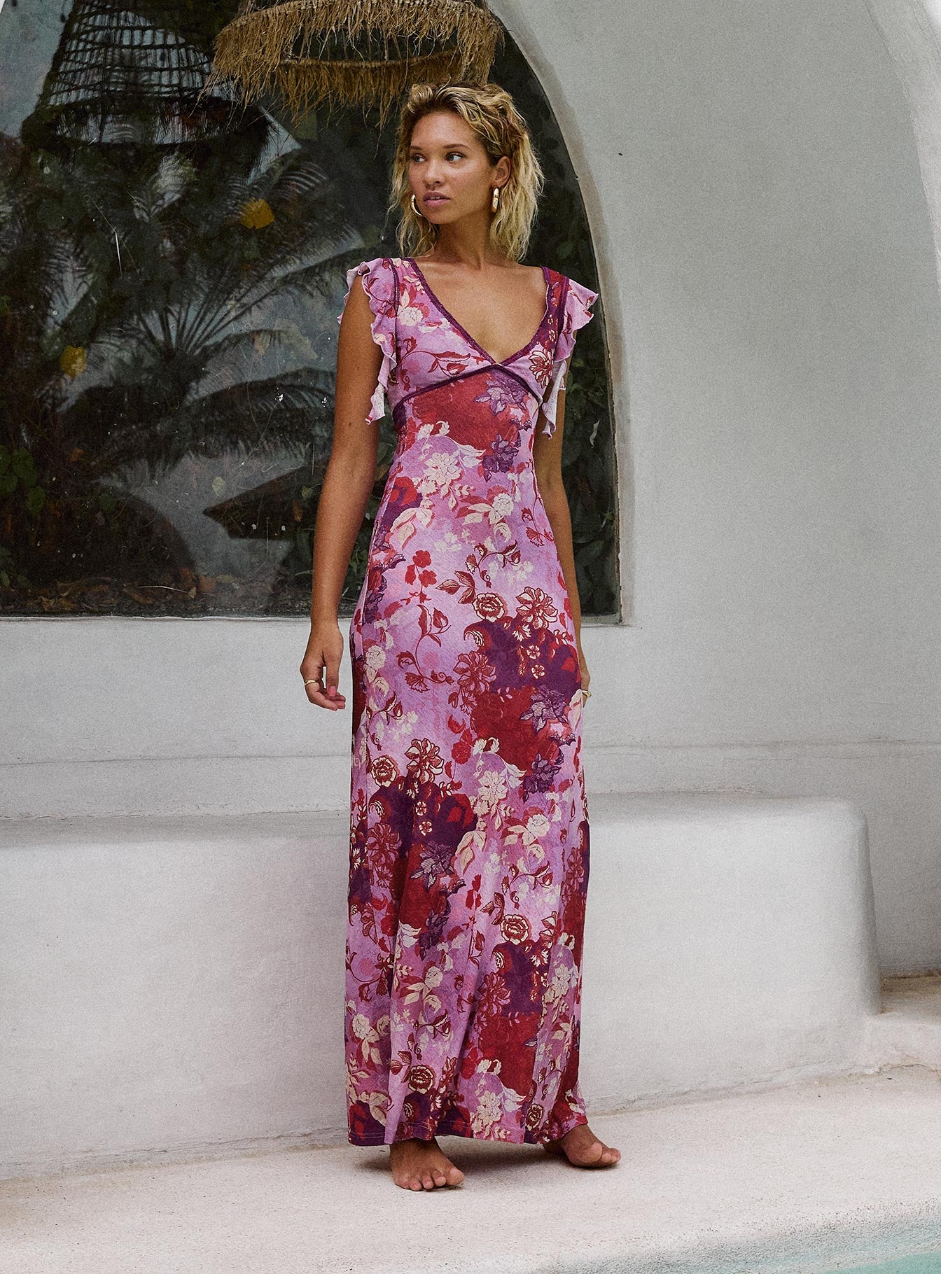 Soleila Maxi Dress Purple Multi Petite - Image 2