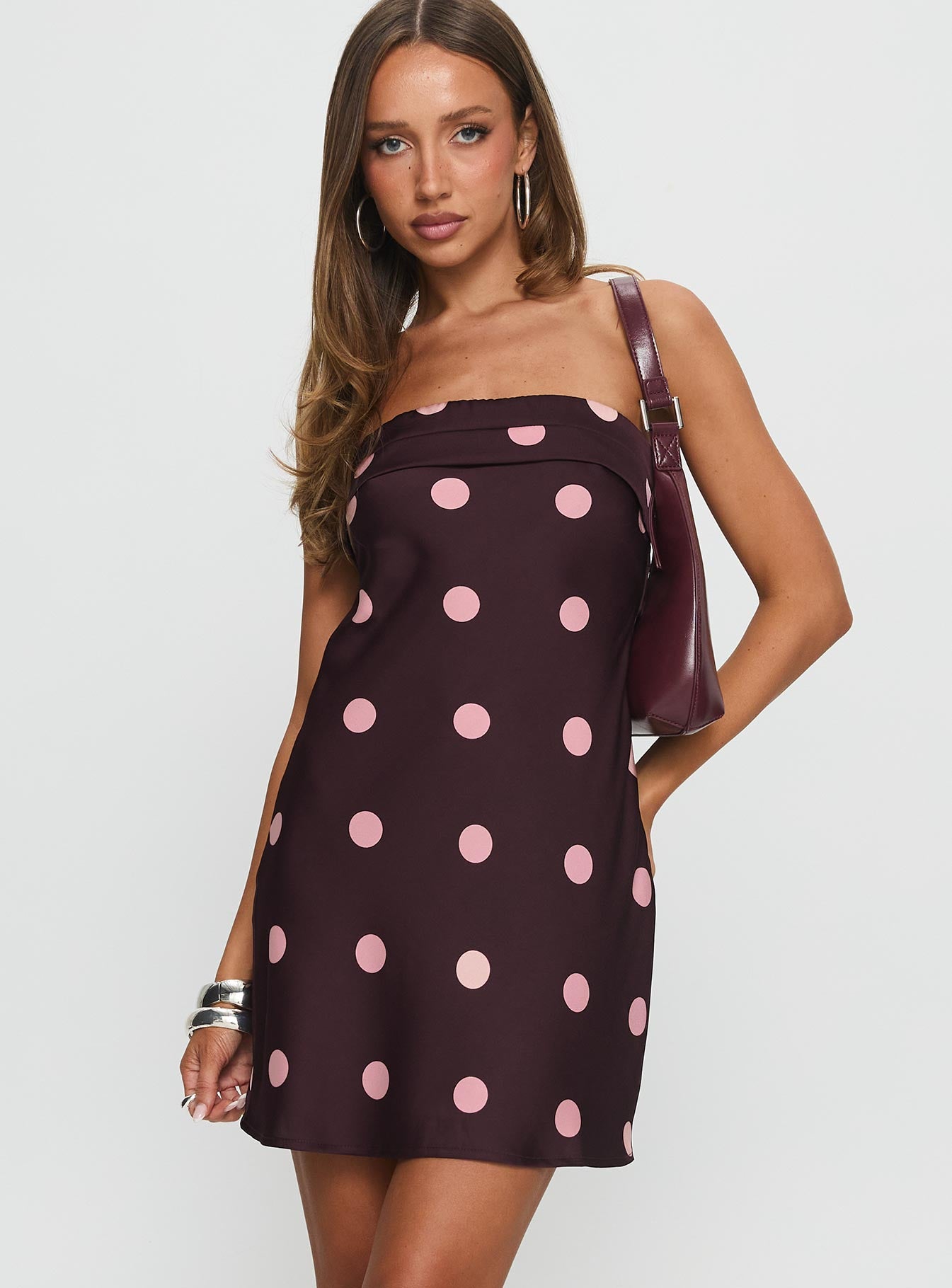 Phillipa Mini Dress Plum Pink Polka Dot - Image 2