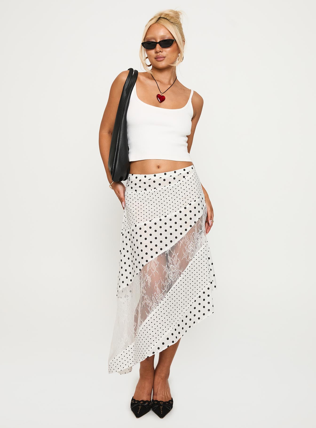 Rennar Maxi Skirt White Polka Dot Petite - Image 7