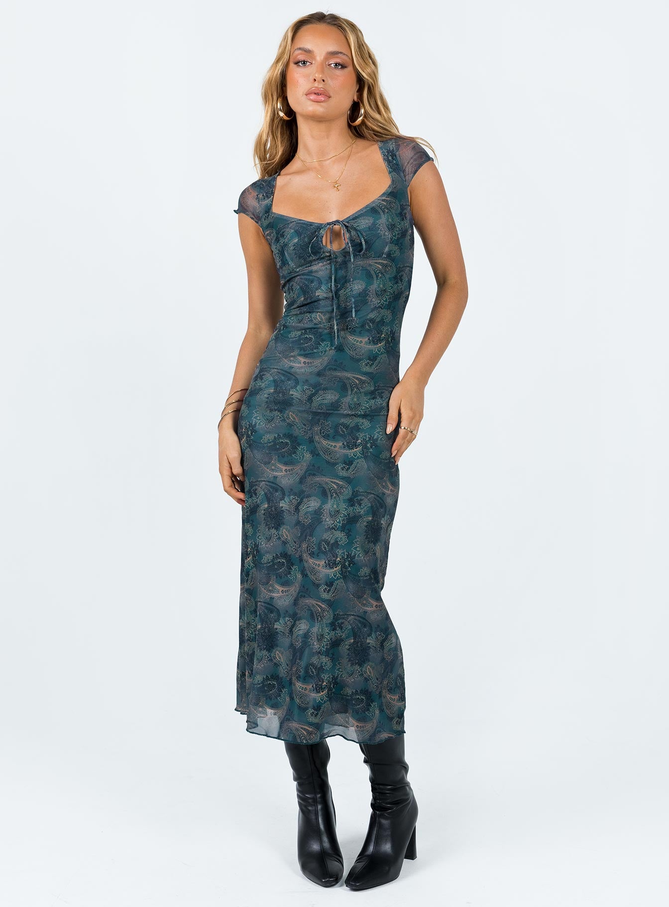 Motel Lunama Dress Tonal Blue Paisley - Image 2