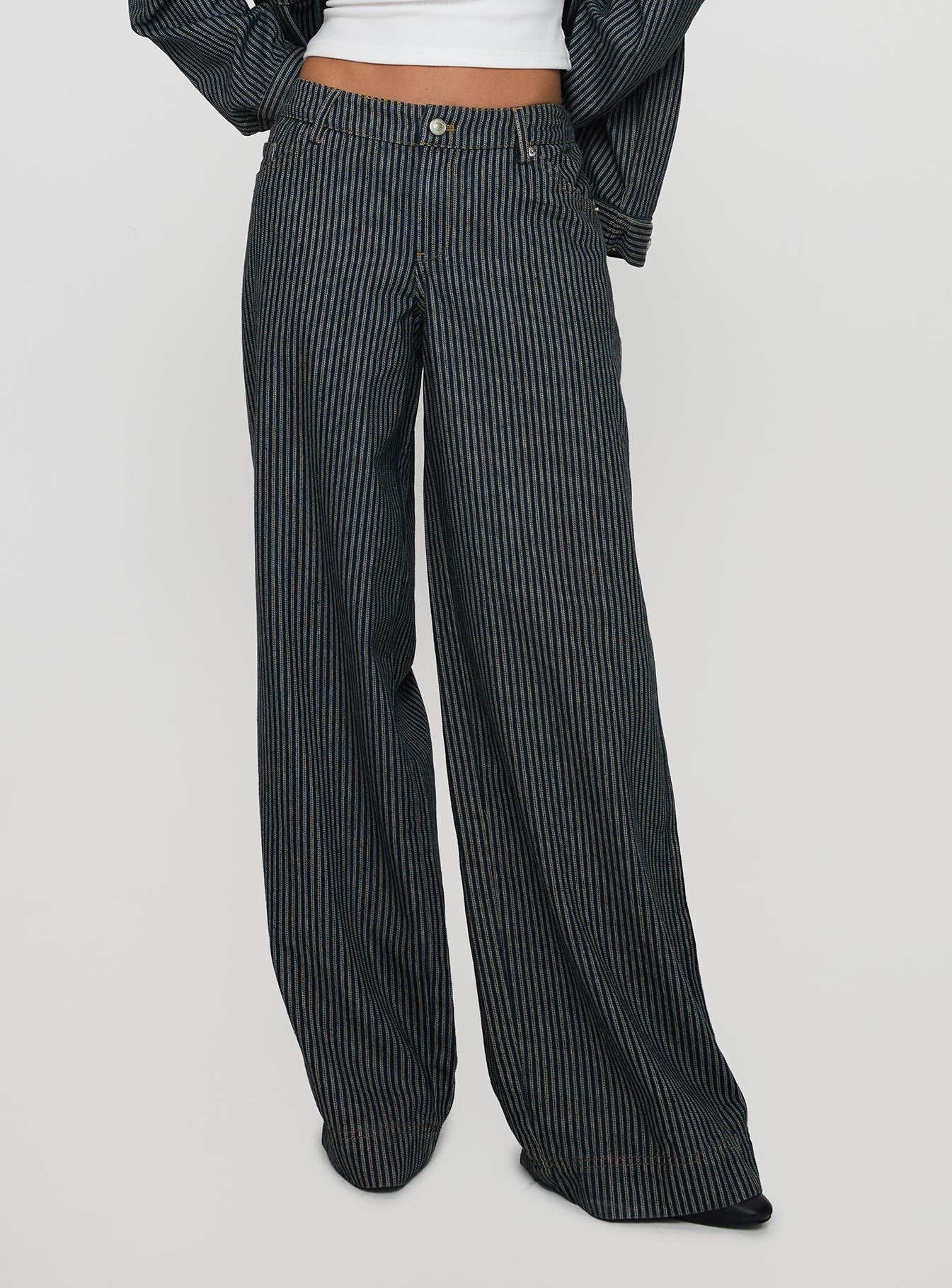 Actually Invested Low Rise Pants Denim Stripe - Image 3
