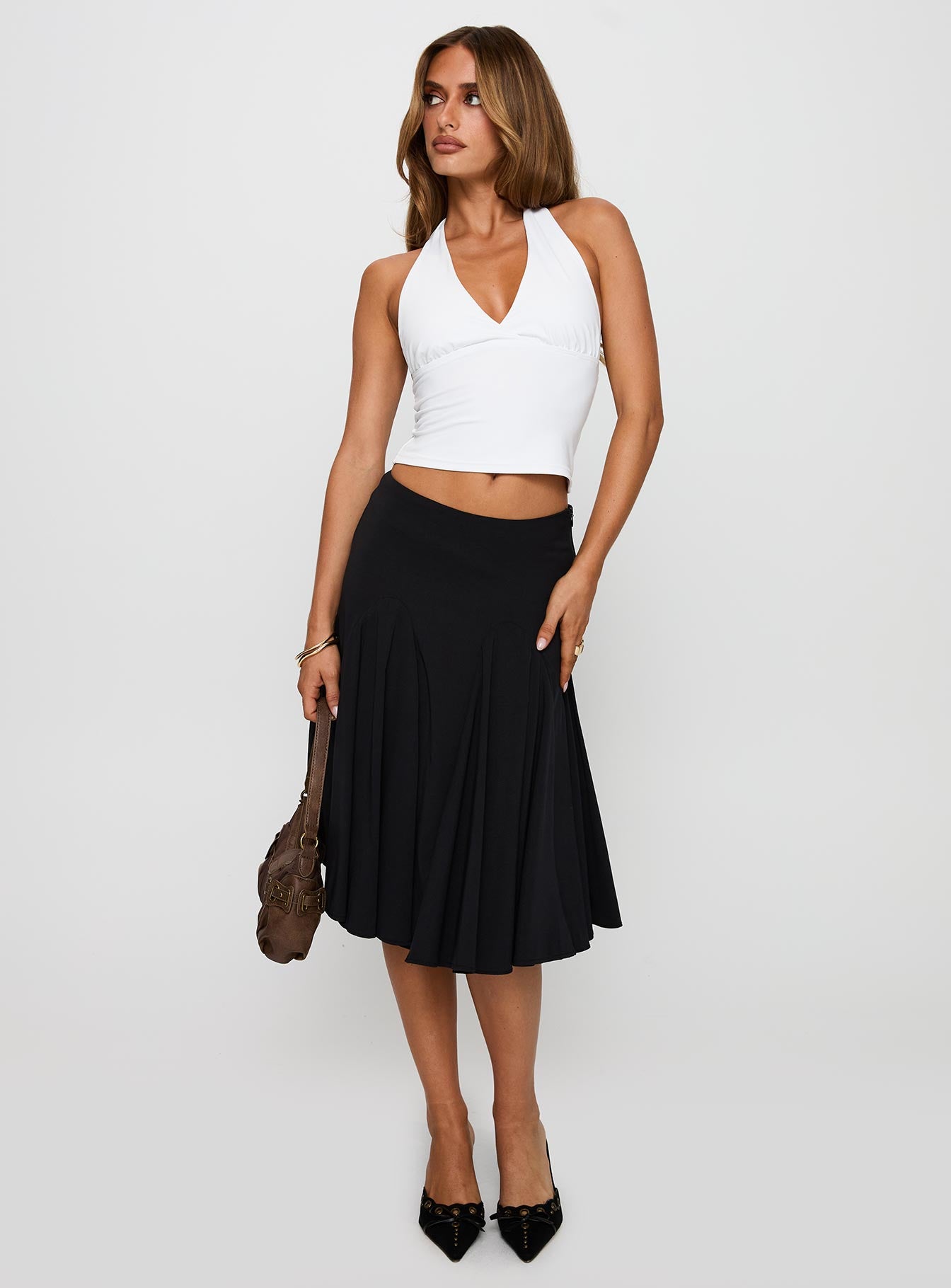 Agnette Low Rise Midi Skirt Black - Image 2