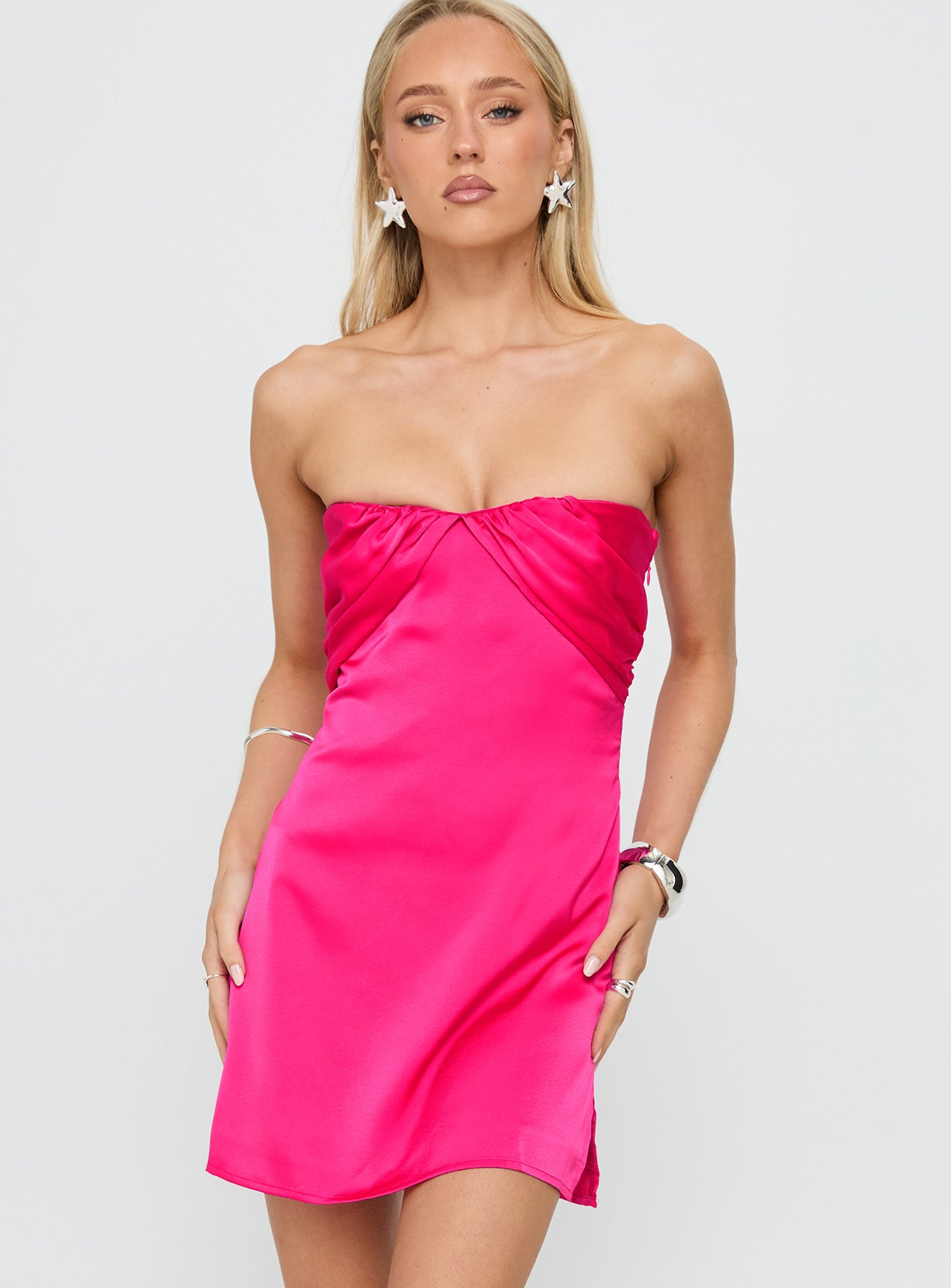 Irena Strapless Mini Dress Hot Pink - Image 2