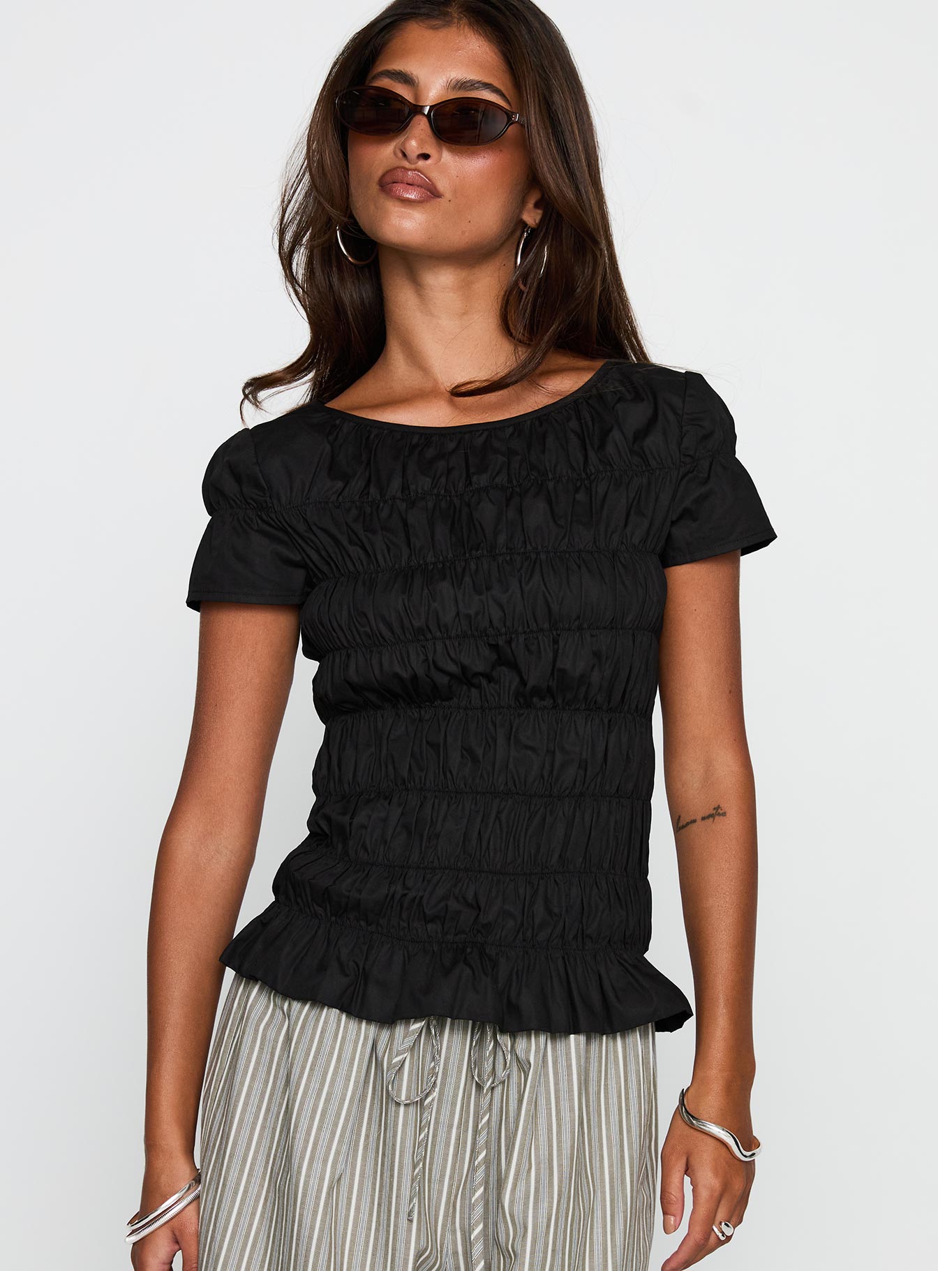 Spoiler Alert Ruched Top Black - Image 2